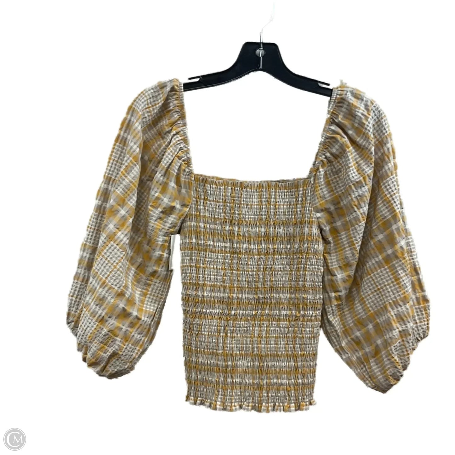 Top 3/4 Sleeve By Maeve In Grey & Yellow, Size: Xs