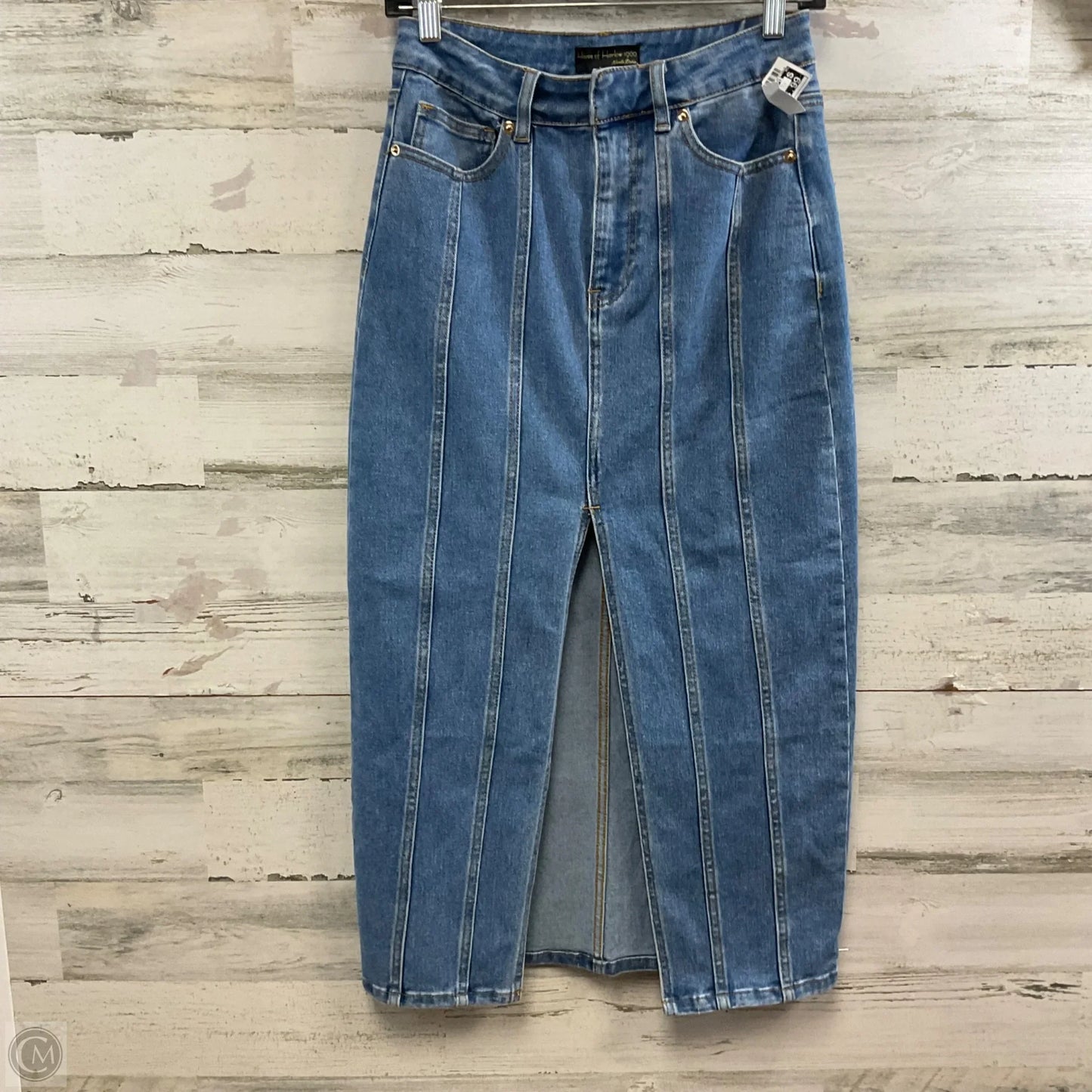 Skirt Midi By House Of Harlow In Blue Denim, Size: 6