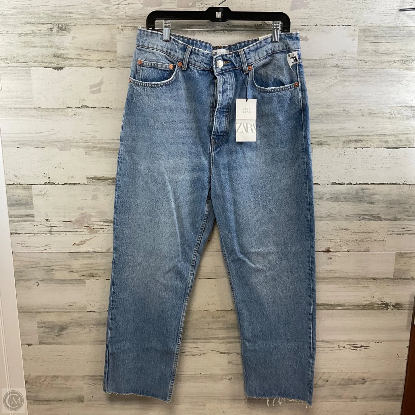 Jeans Wide Leg By Zara In Blue Denim, Size: 14
