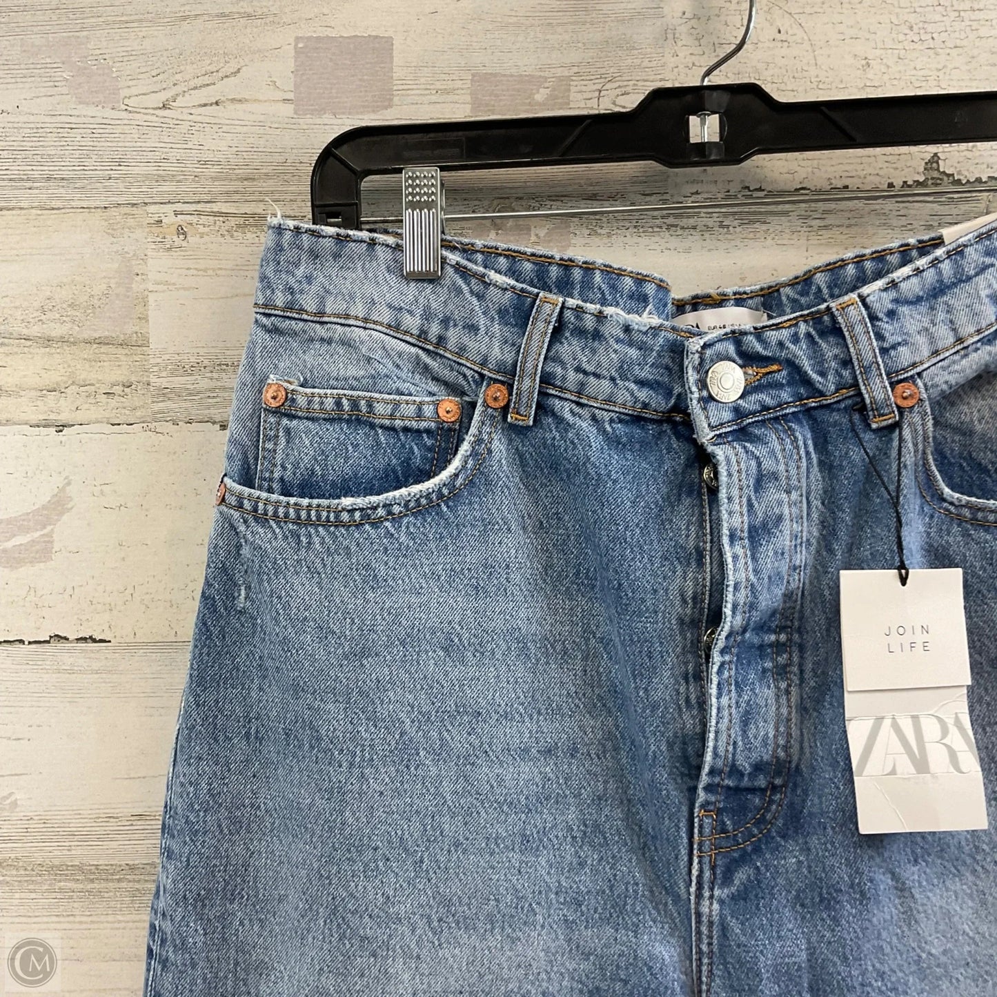 Jeans Wide Leg By Zara In Blue Denim, Size: 14