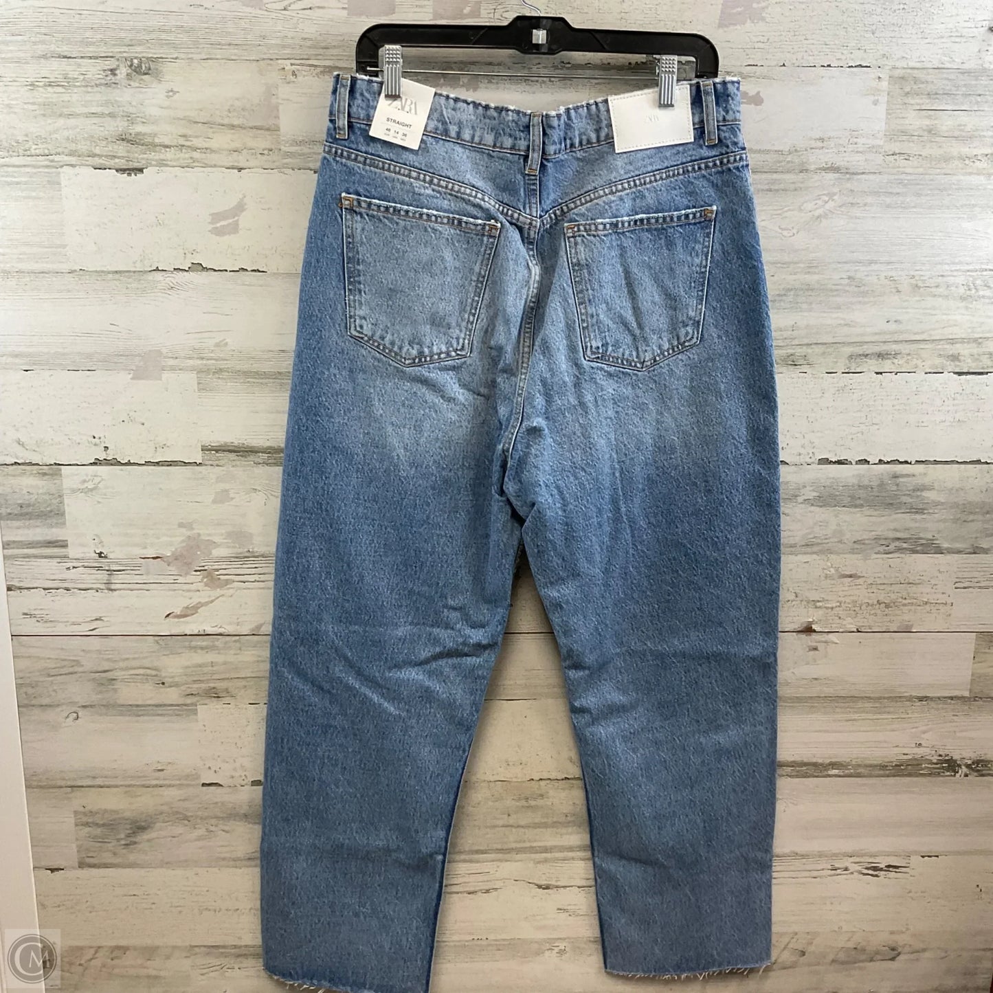 Jeans Wide Leg By Zara In Blue Denim, Size: 14