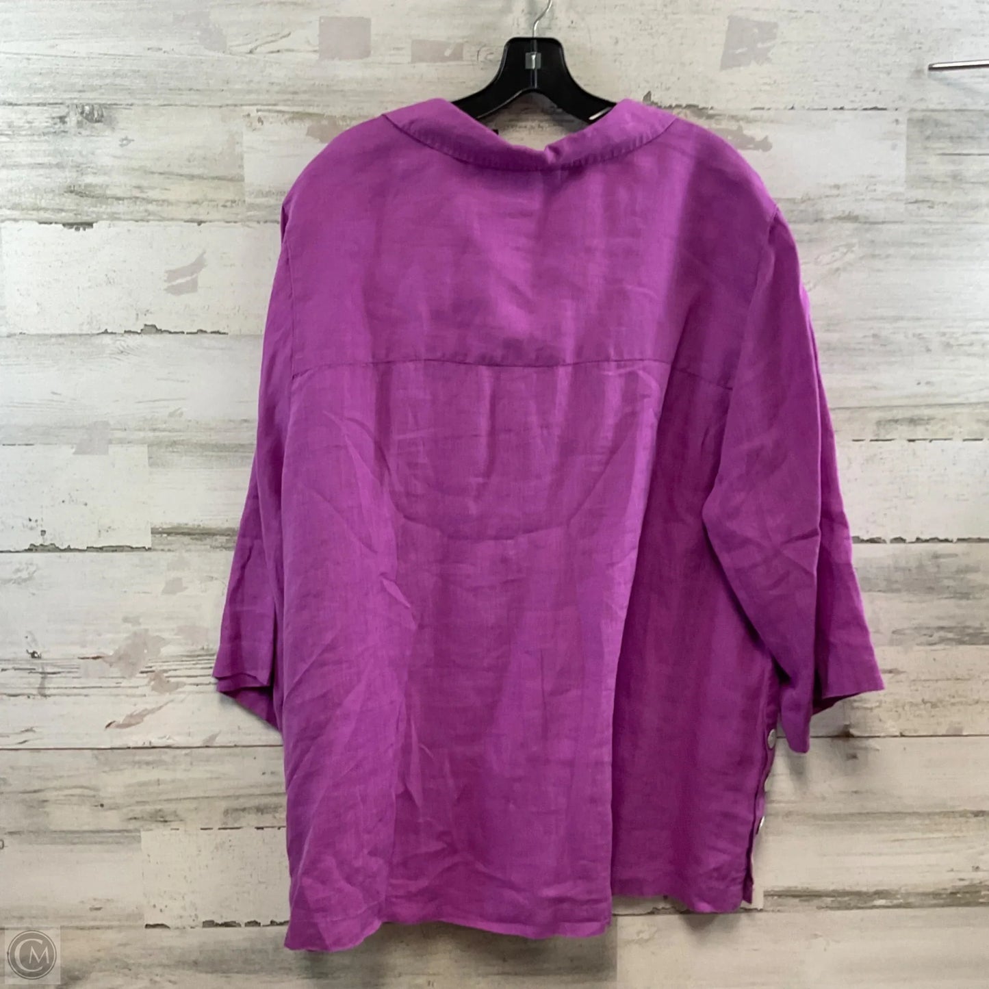 Blouse 3/4 Sleeve By Tahari In Purple, Size: 2x