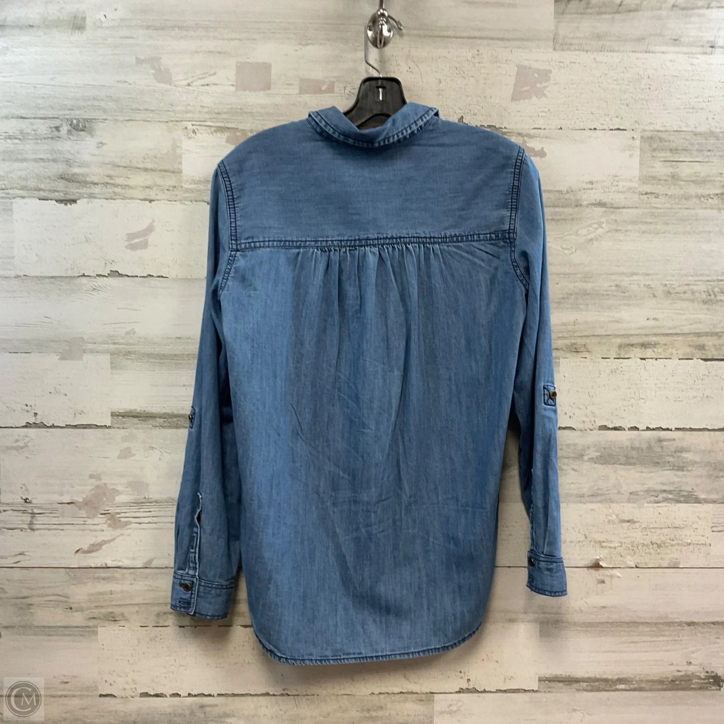 Blouse Long Sleeve By Pilcro In Blue Denim, Size: Xs