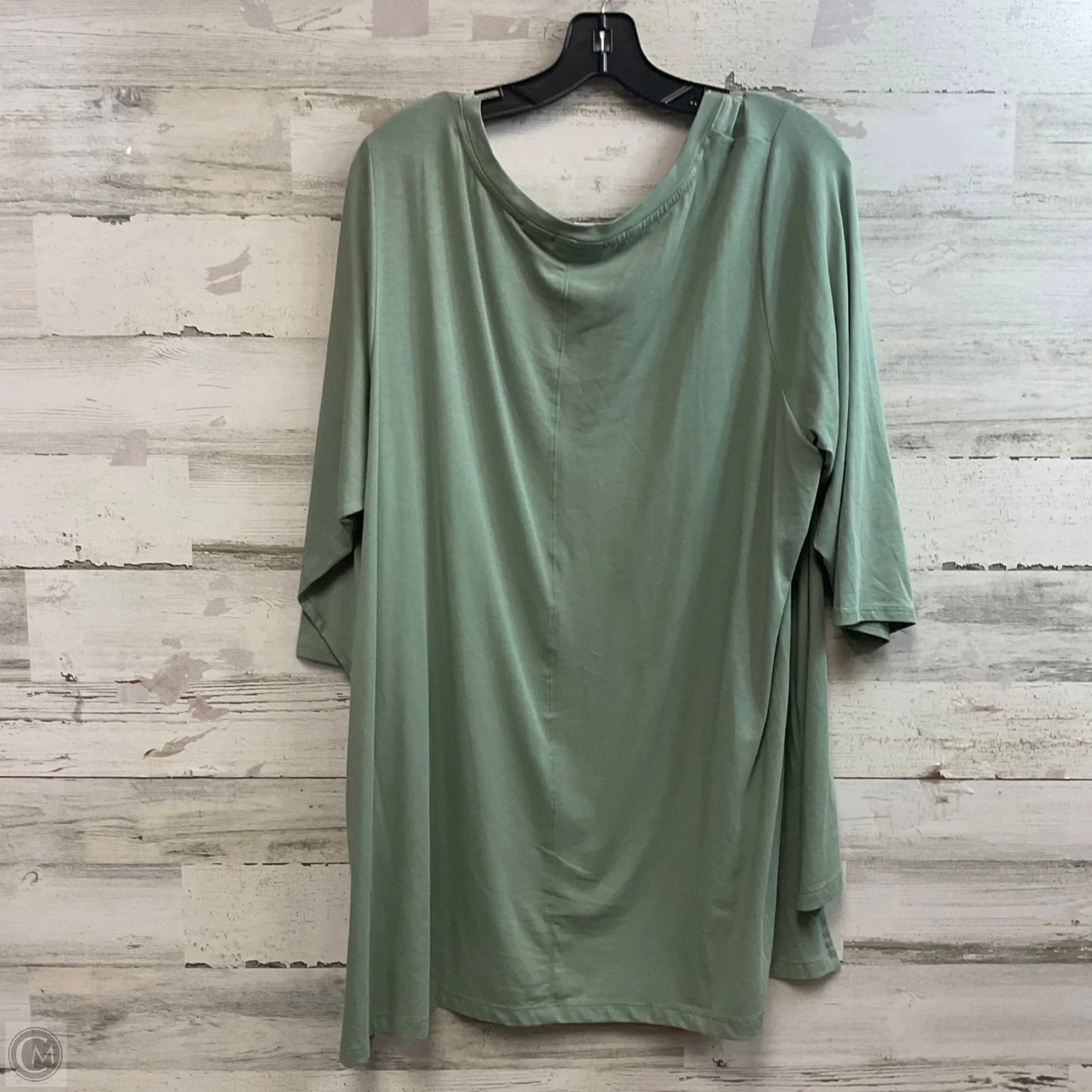 Top 3/4 Sleeve Basic By Tahari In Green, Size: 2x