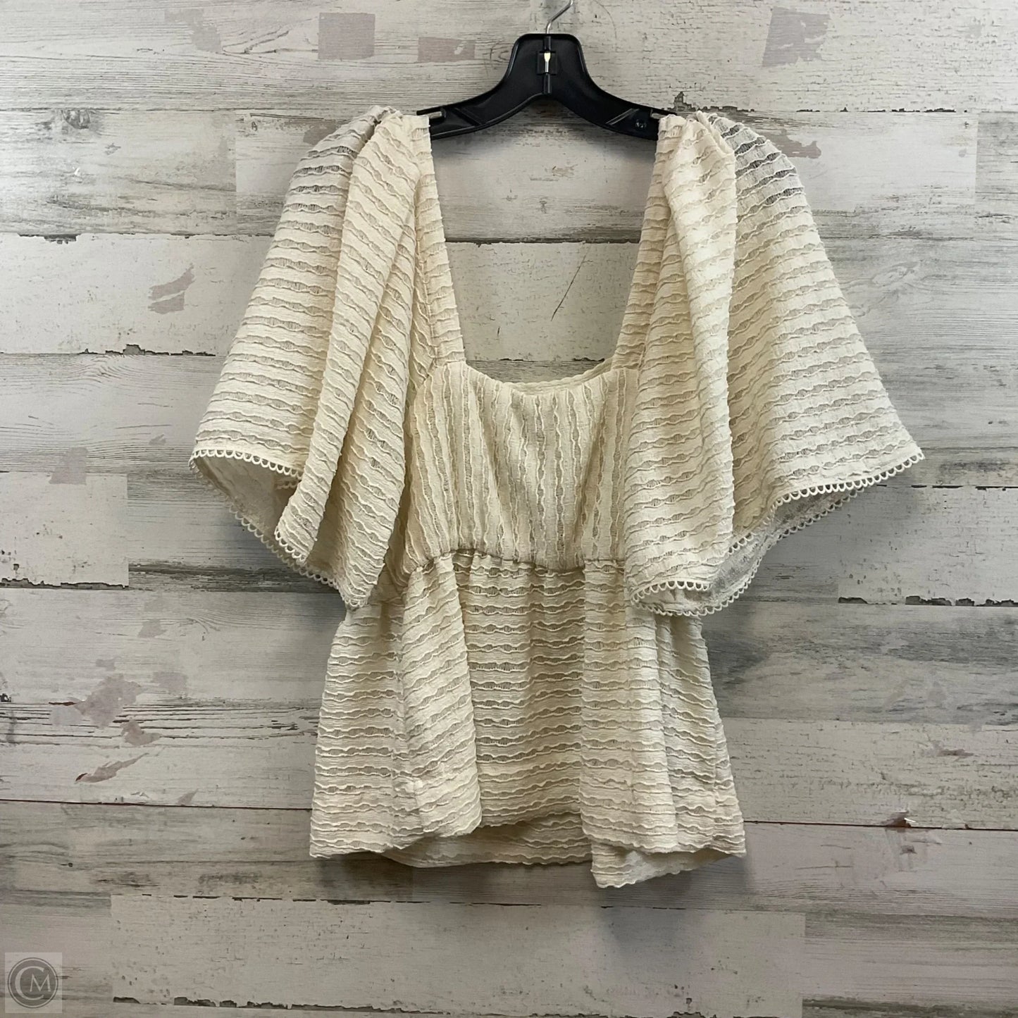 Blouse Short Sleeve By Anthropologie In Cream, Size: M