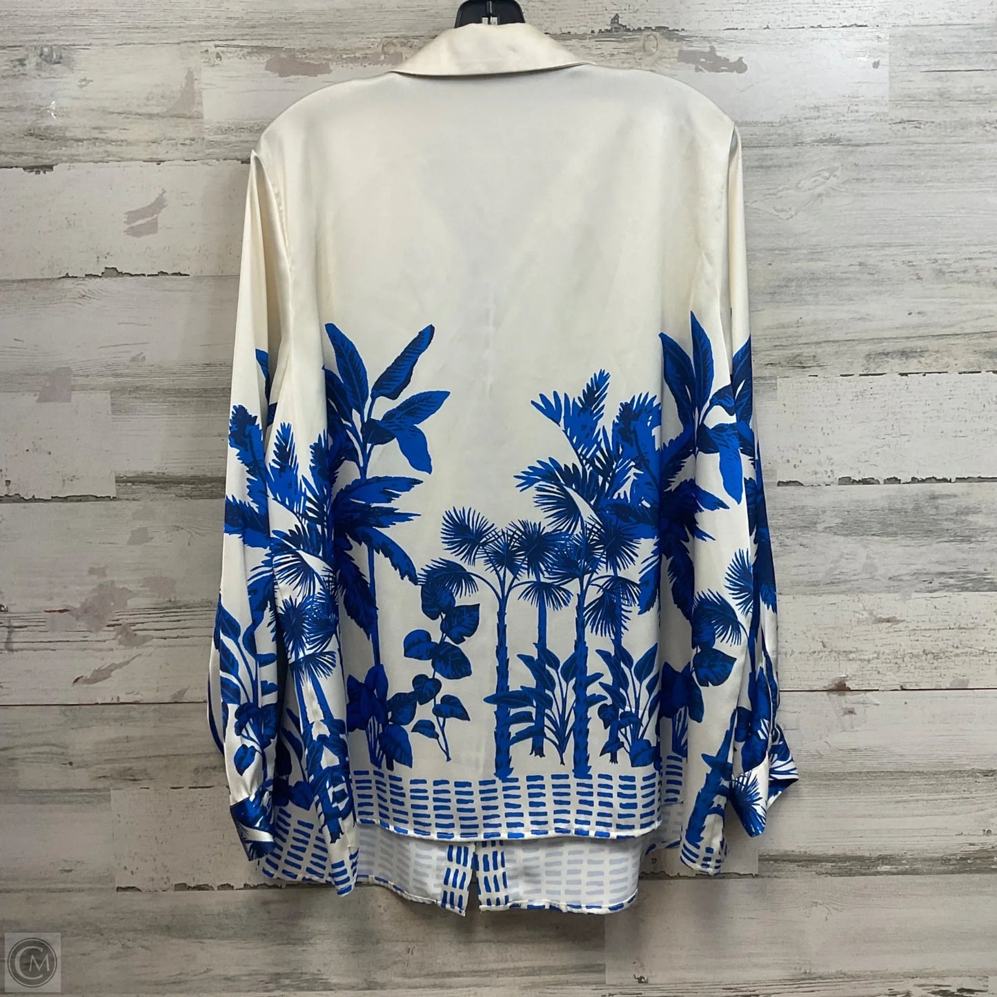 Blouse Long Sleeve By Skies Are Blue In Cream, Size: 1x