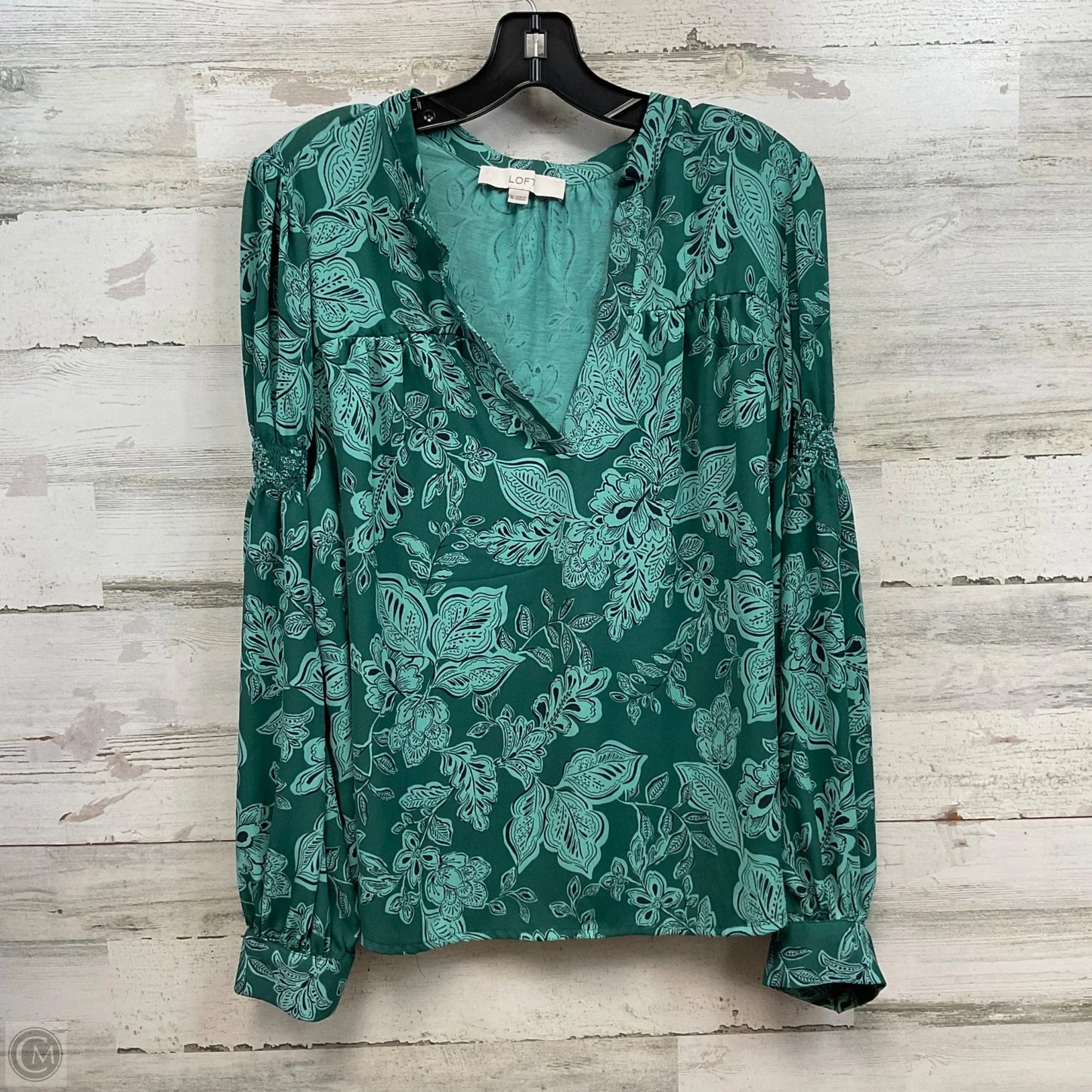 Blouse Long Sleeve By Loft In Green, Size: Xl