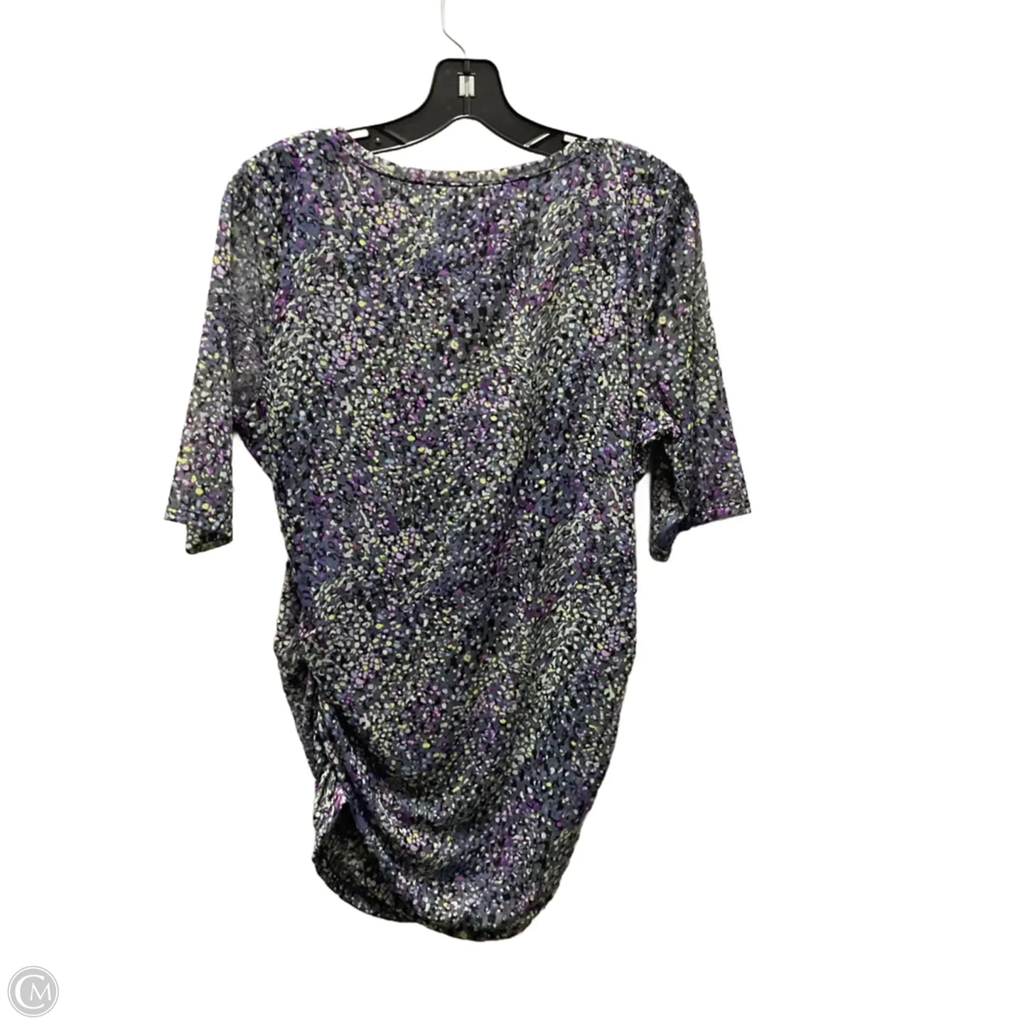 Blouse Short Sleeve By White House Black Market In Green & Purple, Size: L