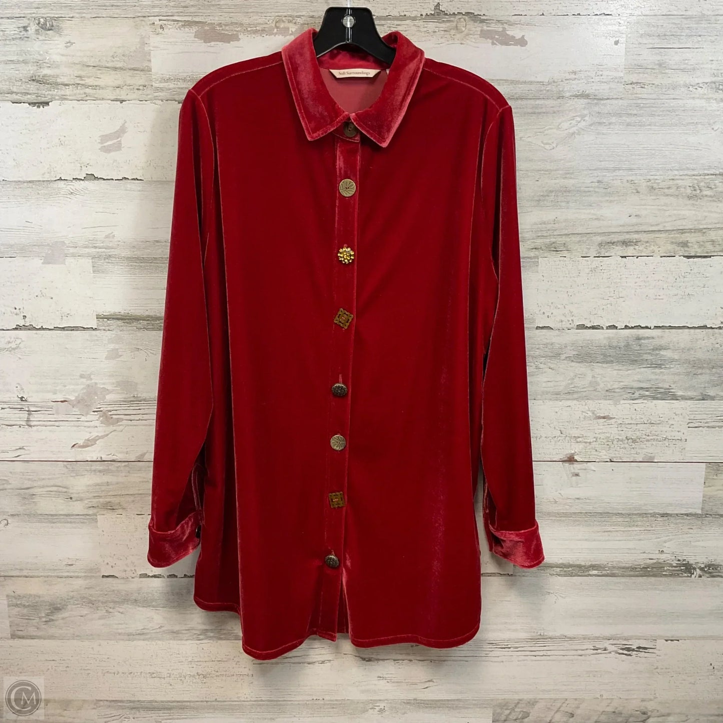 Blouse Long Sleeve By Soft Surroundings In Red, Size: L