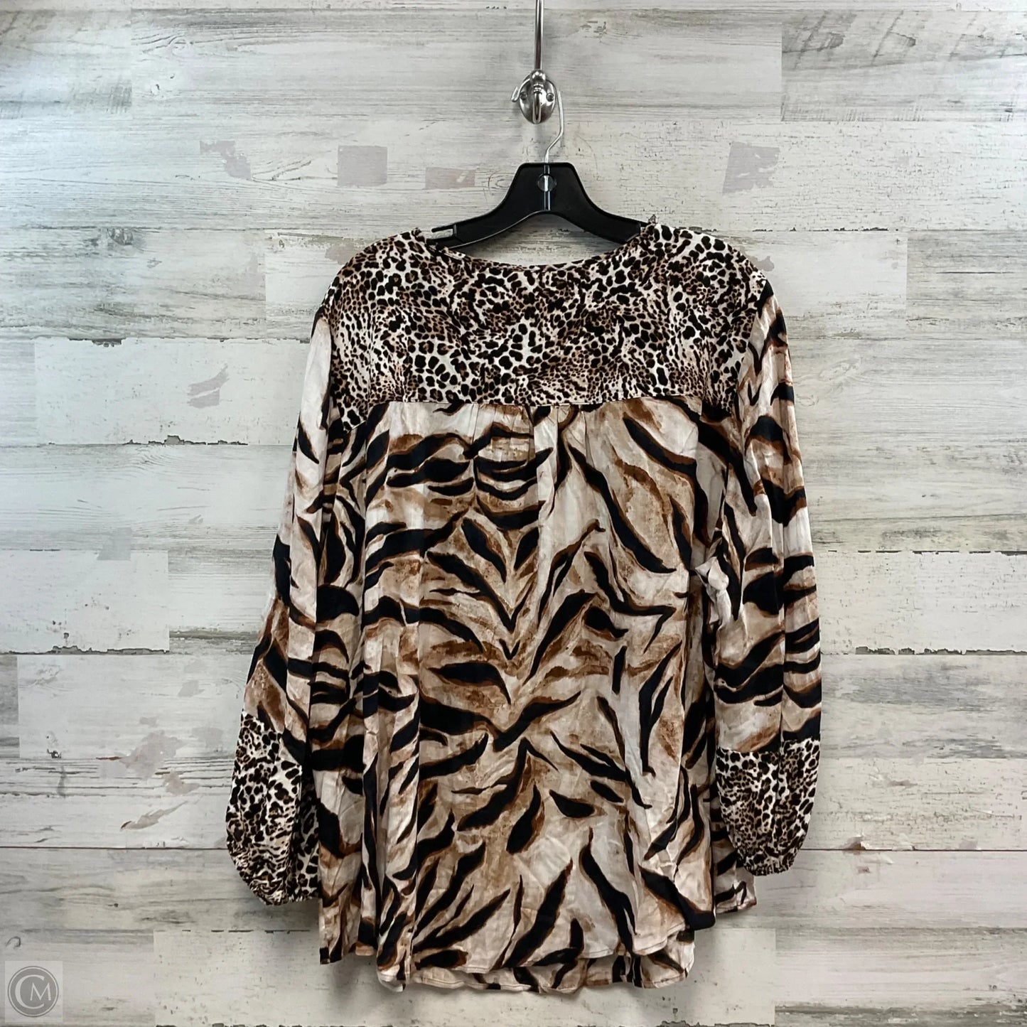 Blouse 3/4 Sleeve By West Bound In Animal Print, Size: 2x