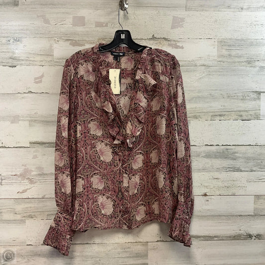 Blouse Long Sleeve By Evereve In Purple, Size: L