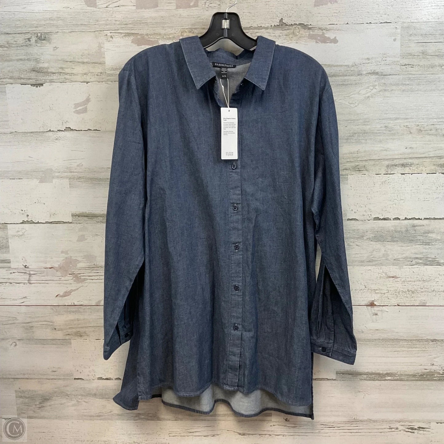 Blouse Long Sleeve By Eileen Fisher In Blue Denim, Size: Xl
