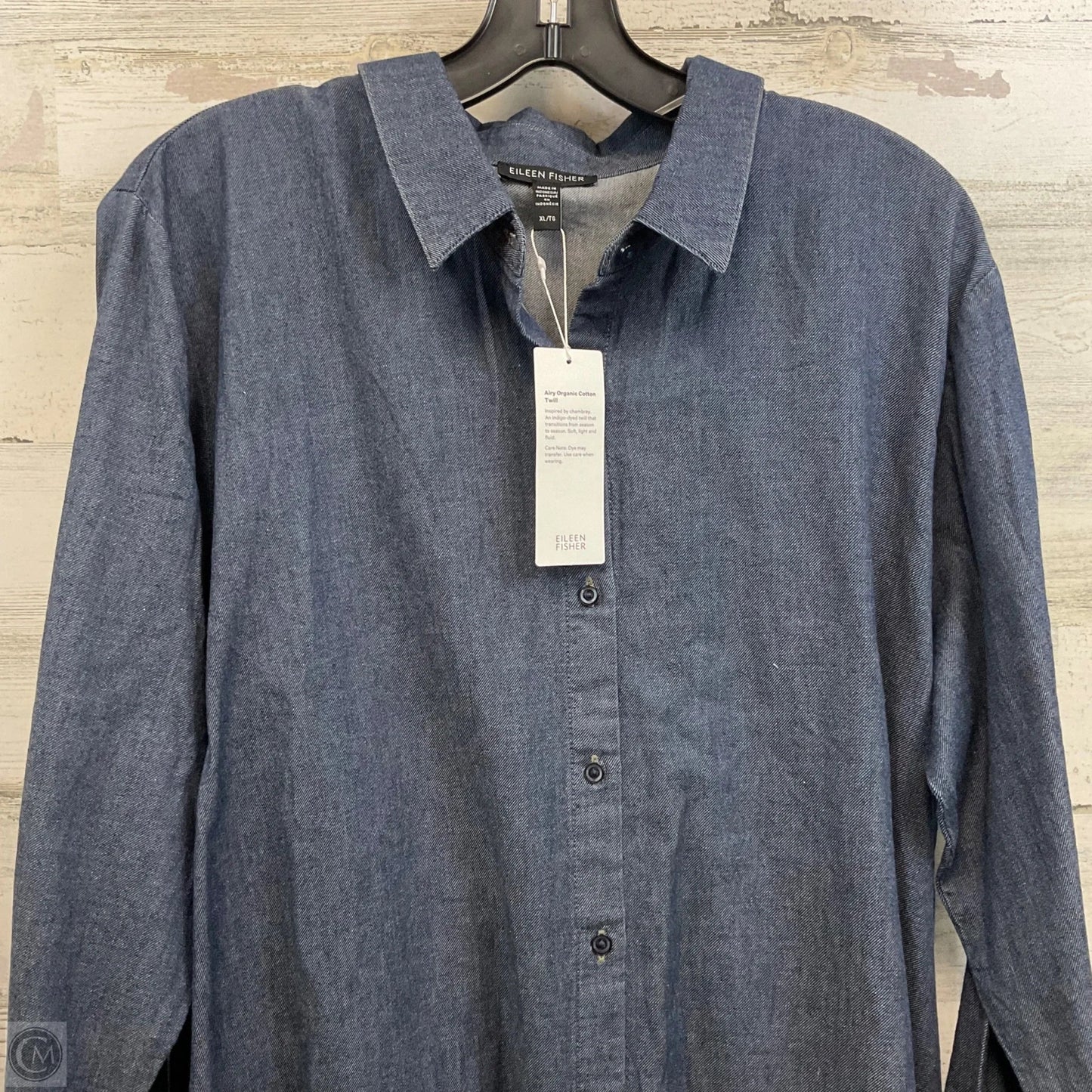 Blouse Long Sleeve By Eileen Fisher In Blue Denim, Size: Xl