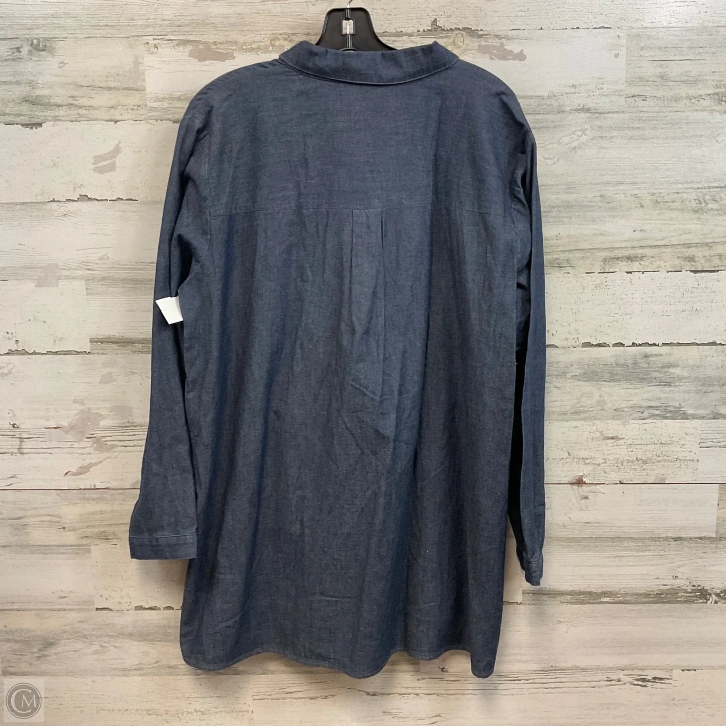 Blouse Long Sleeve By Eileen Fisher In Blue Denim, Size: Xl