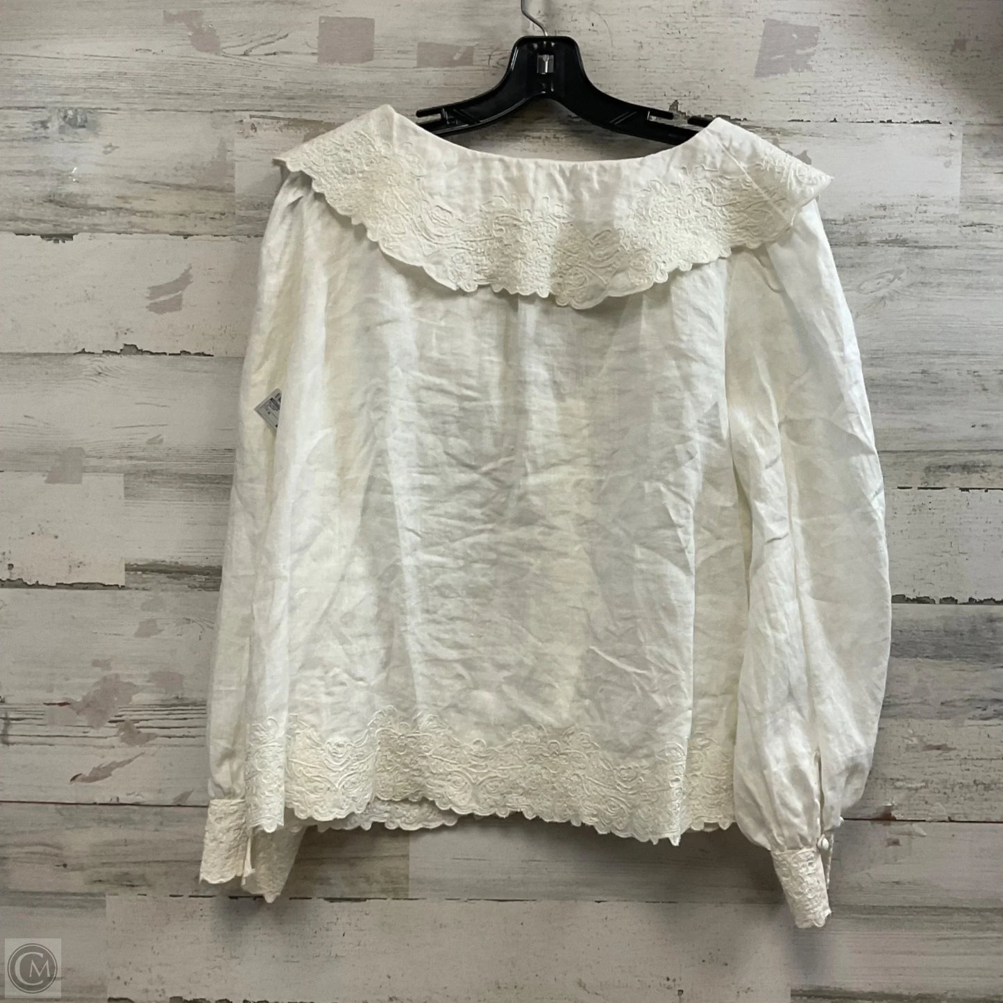 Blouse Long Sleeve By Anthropologie In Cream, Size: M