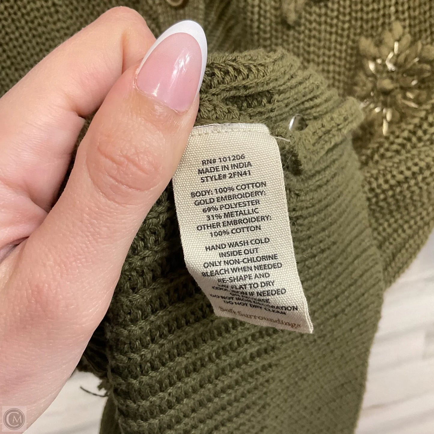 Sweater Cardigan By Soft Surroundings In Green, Size: L