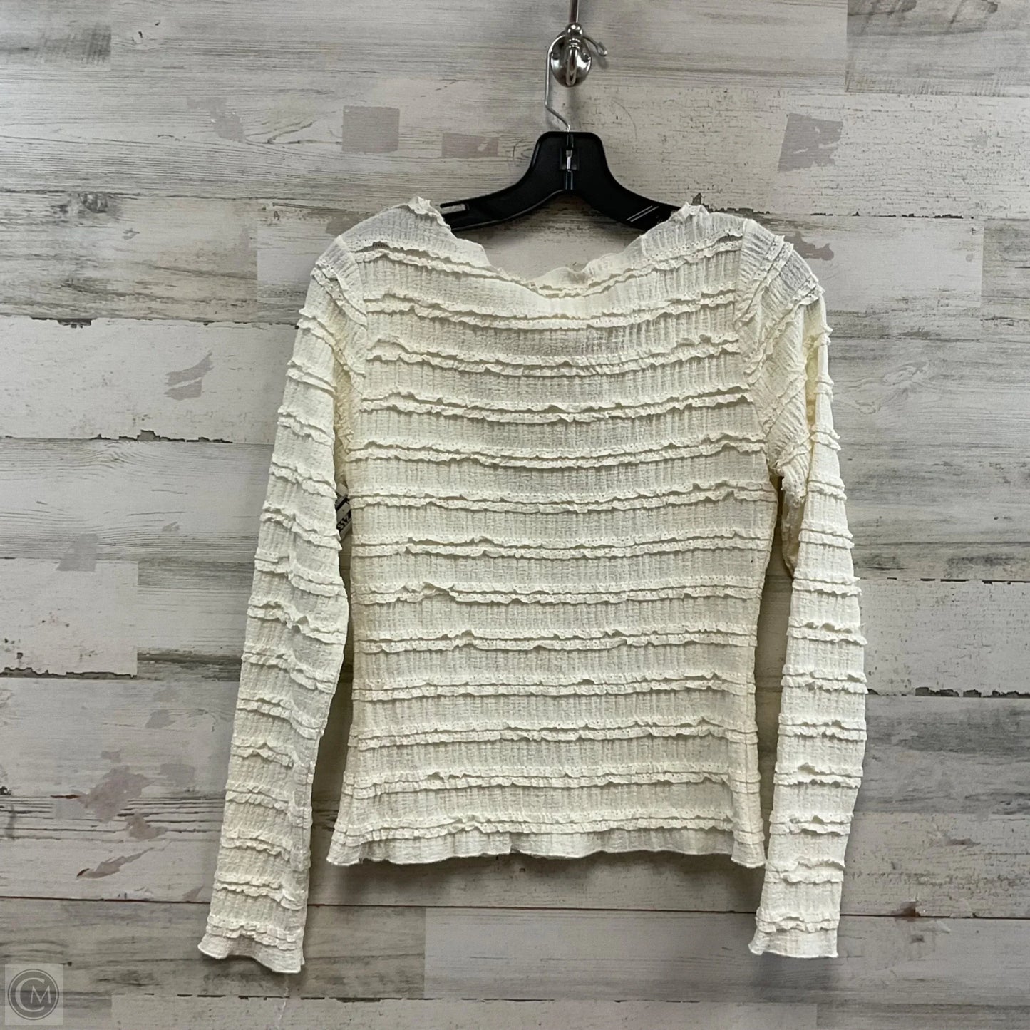 Top Long Sleeve By Allie Rose In Cream, Size: S