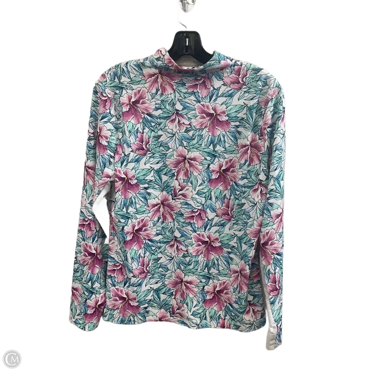 Athletic Top Long Sleeve Collar By Tommy Bahama In Blue & Pink, Size: L