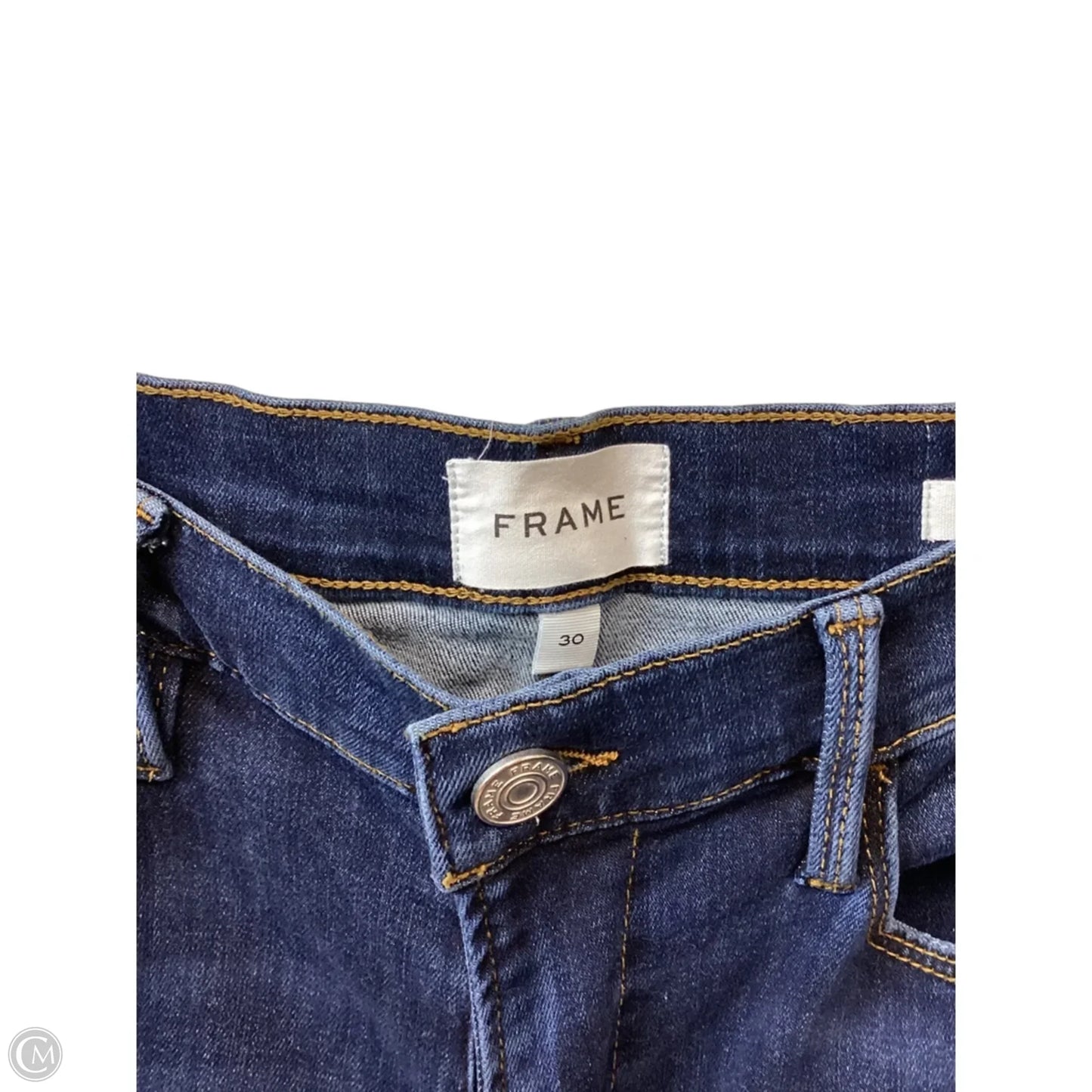 Jeans Skinny By Frame In Blue Denim, Size: 10