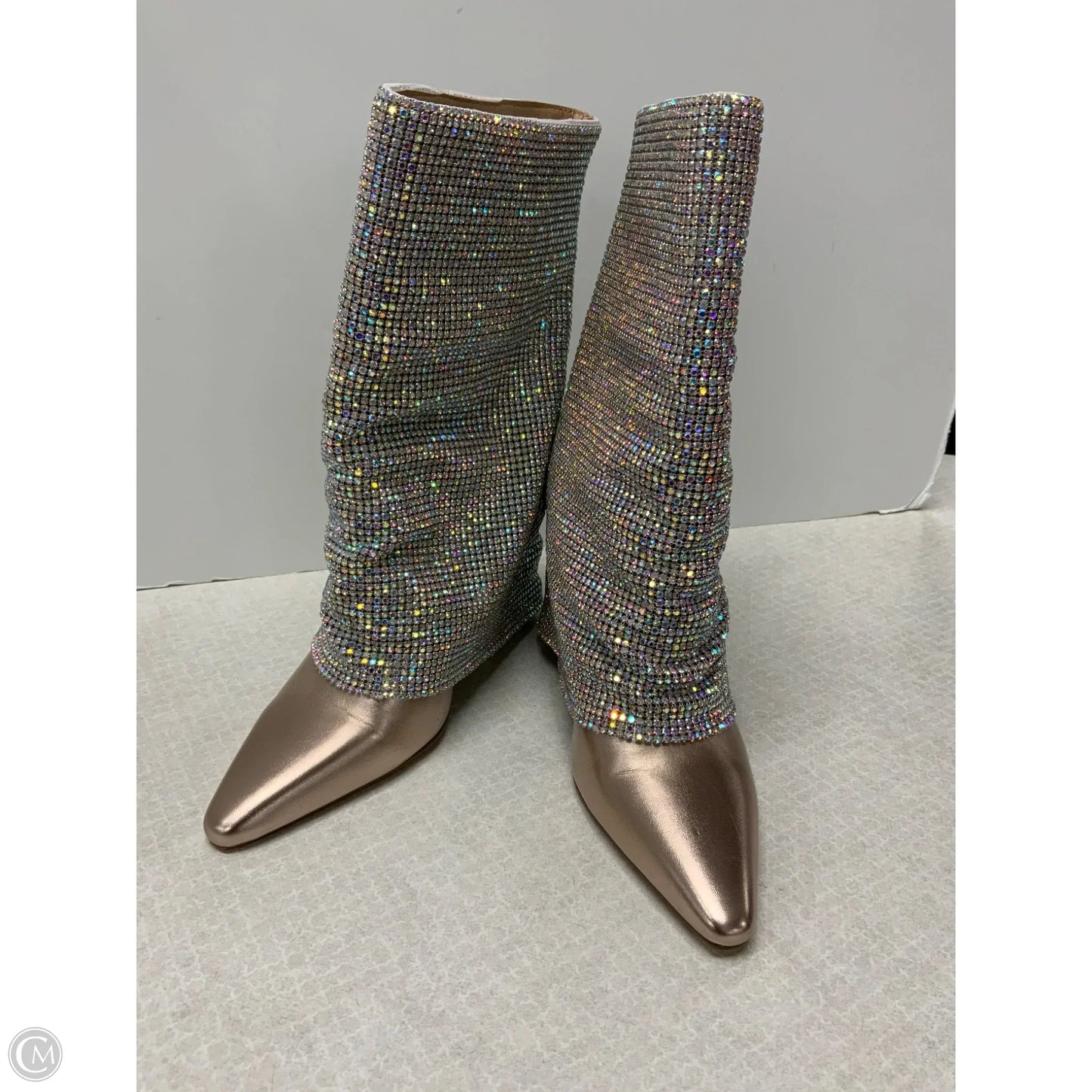 Boots Mid-calf Heels By Steve Madden In Silver, Size: 7.5