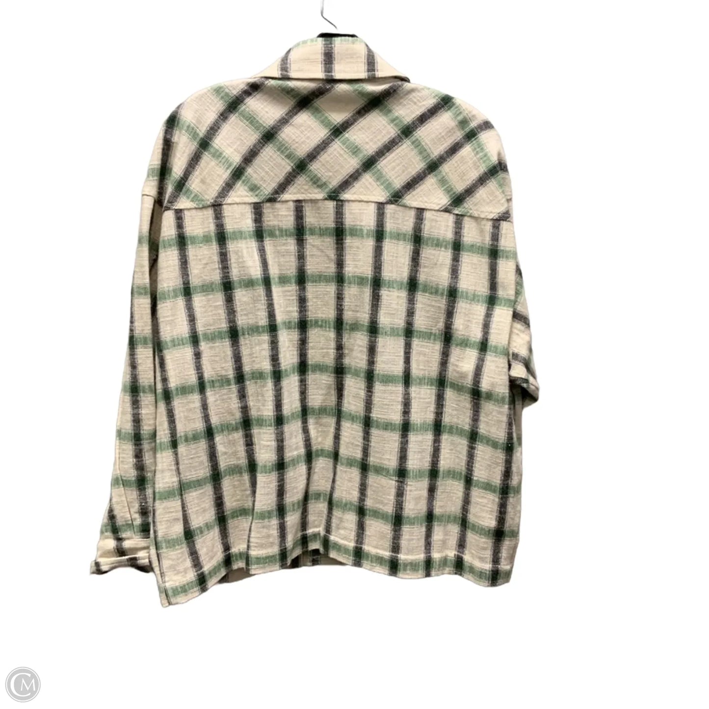 Jacket Shirt By Zara In Green & White, Size: M