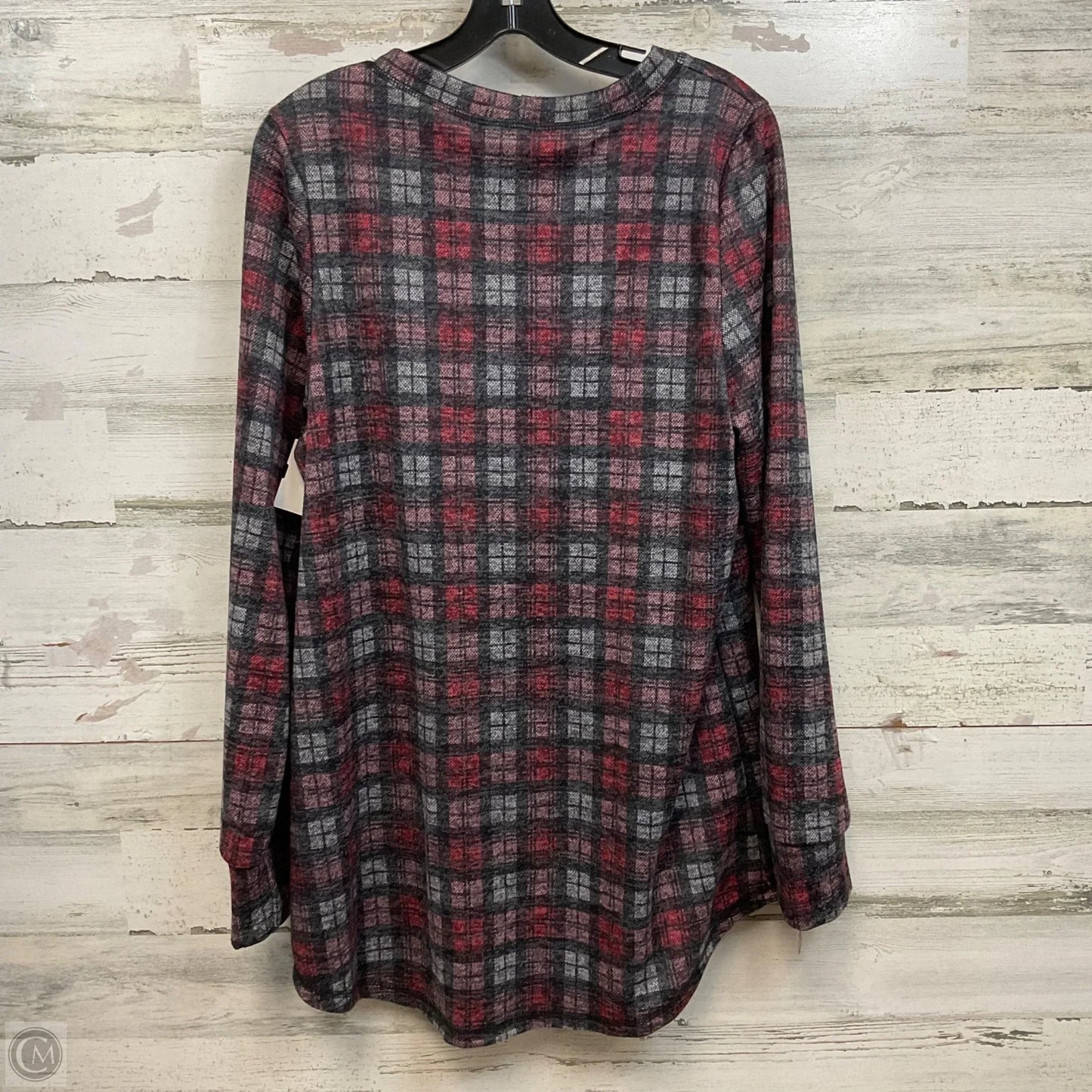 Top Long Sleeve By ELLIOT AND VINE In Red & Silver, Size: 2x