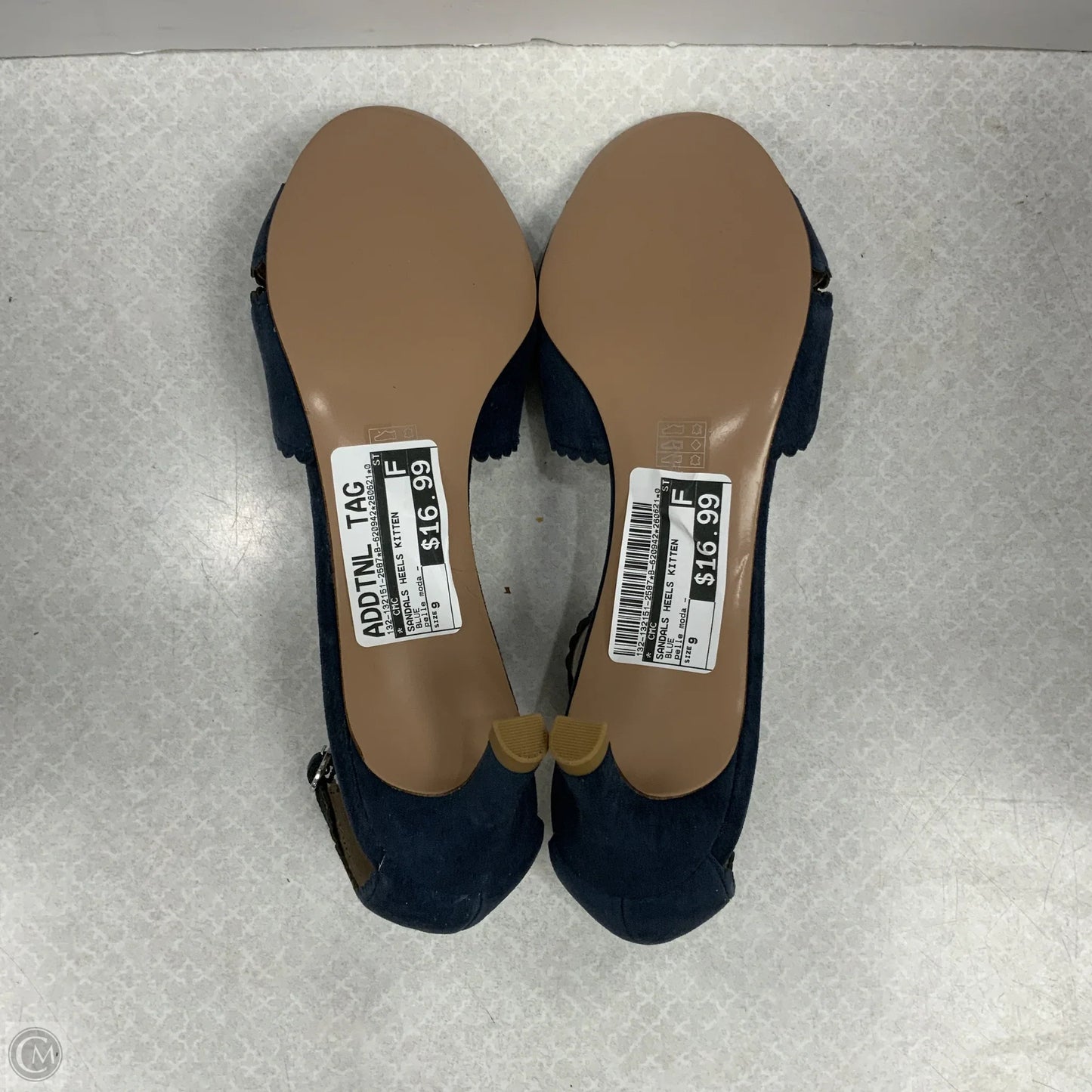 Sandals Heels Kitten By Pelle Moda In Blue, Size: 9