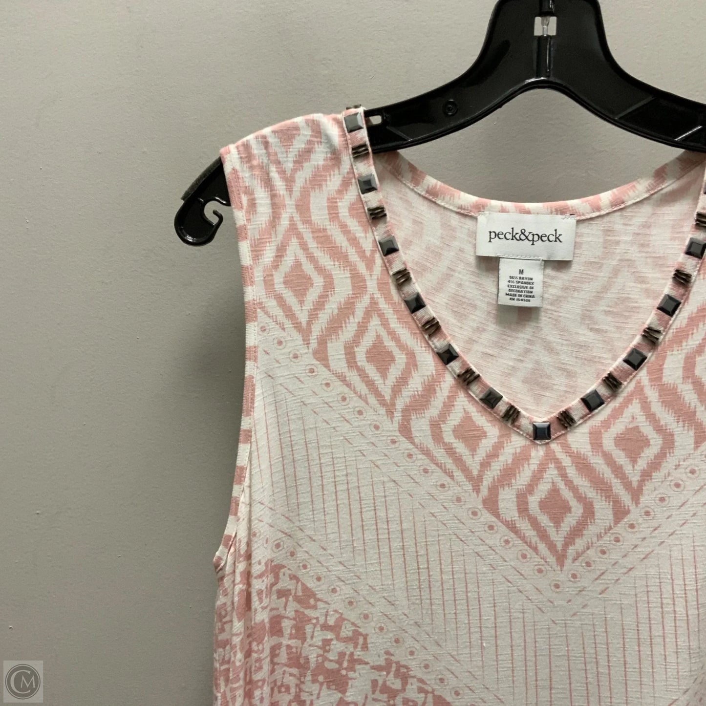 Top Sleeveless By Peck And Peck In Pink, Size: M