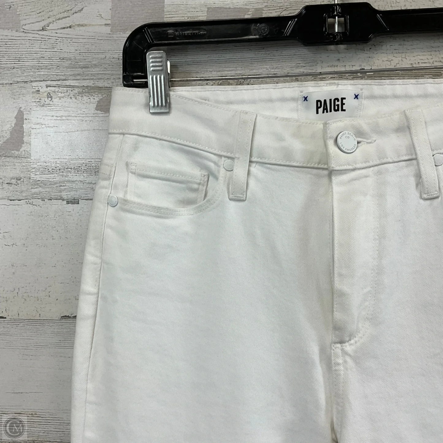 Jeans Cropped By Paige In White Denim, Size: 4