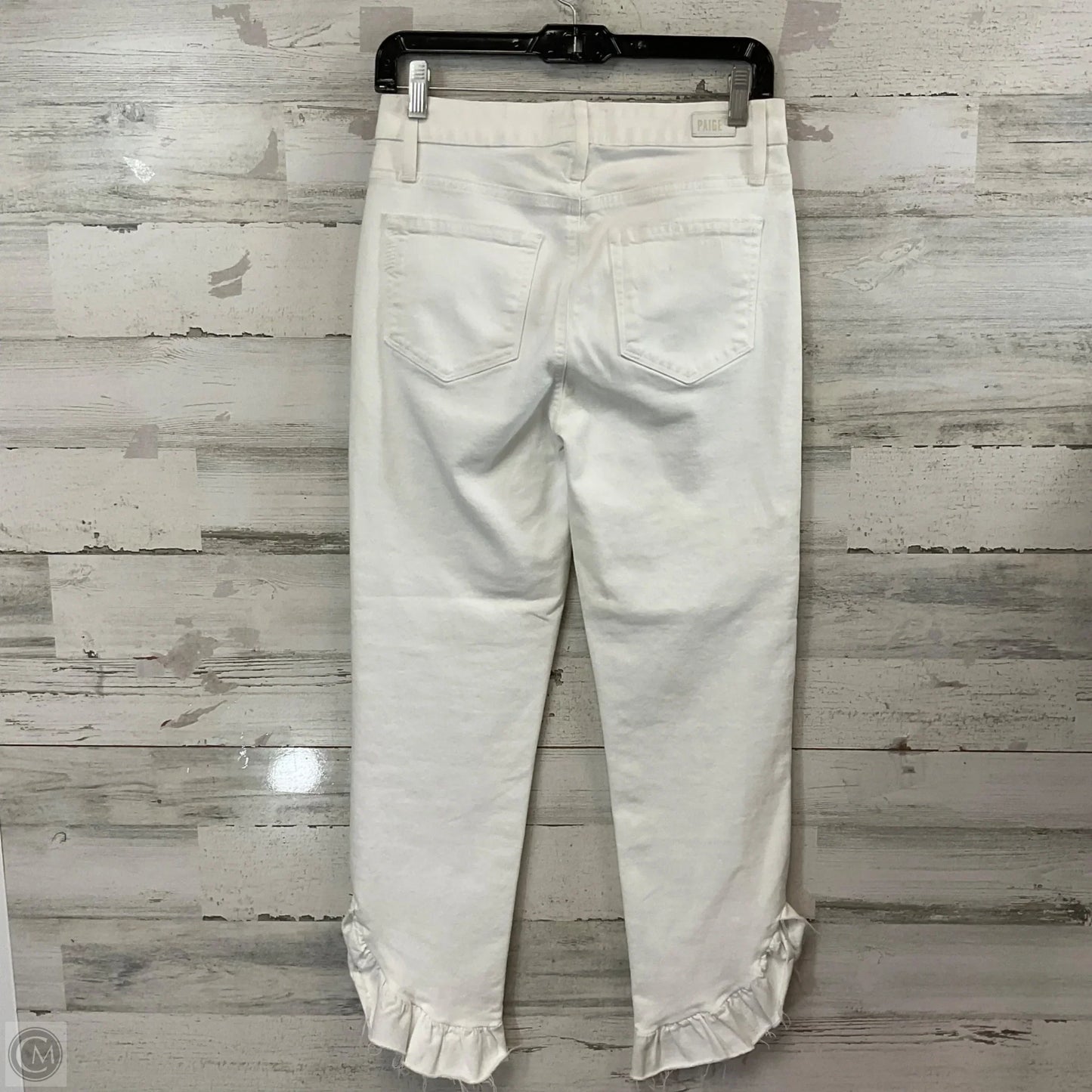 Jeans Cropped By Paige In White Denim, Size: 4