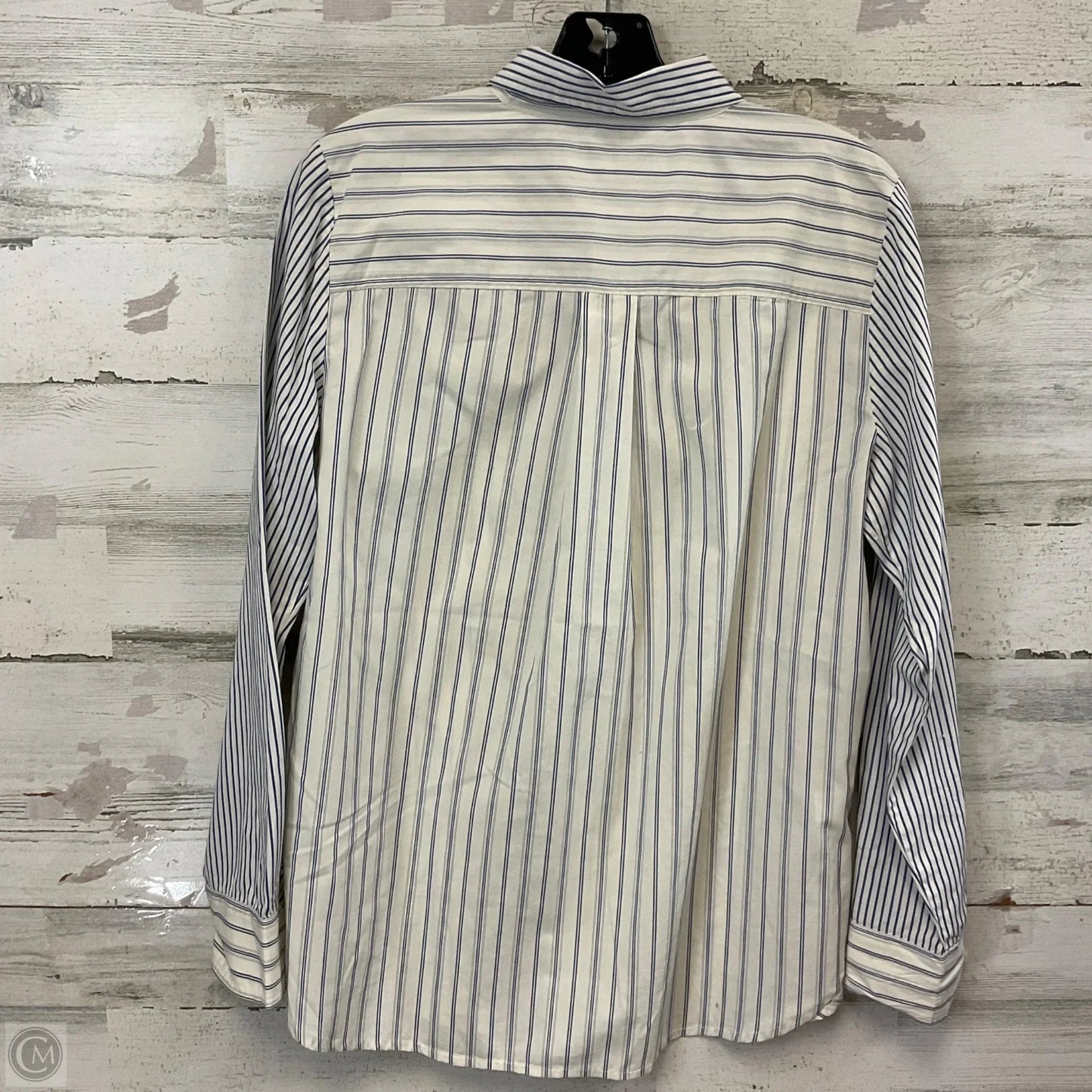 Blouse Long Sleeve By Loft In Blue & White, Size: M