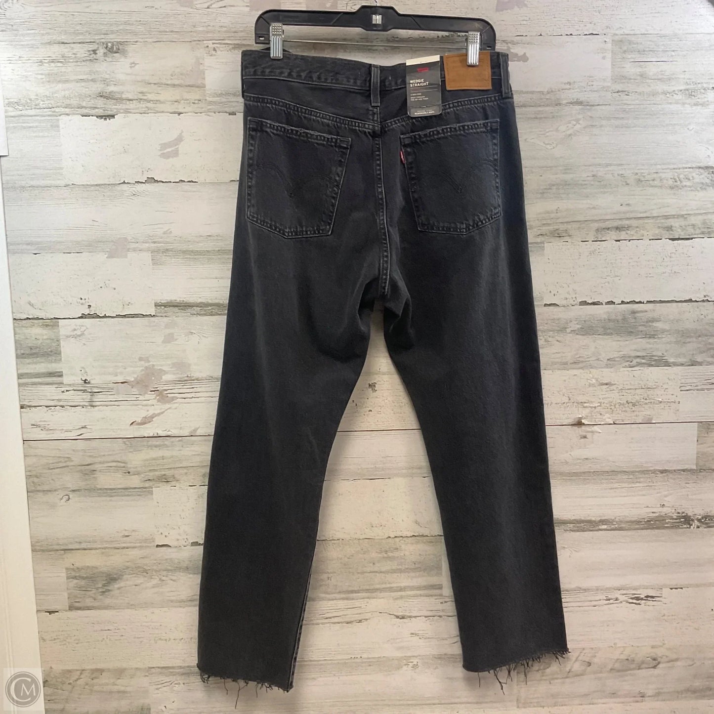Jeans Straight By Levis In Black Denim, Size: 12