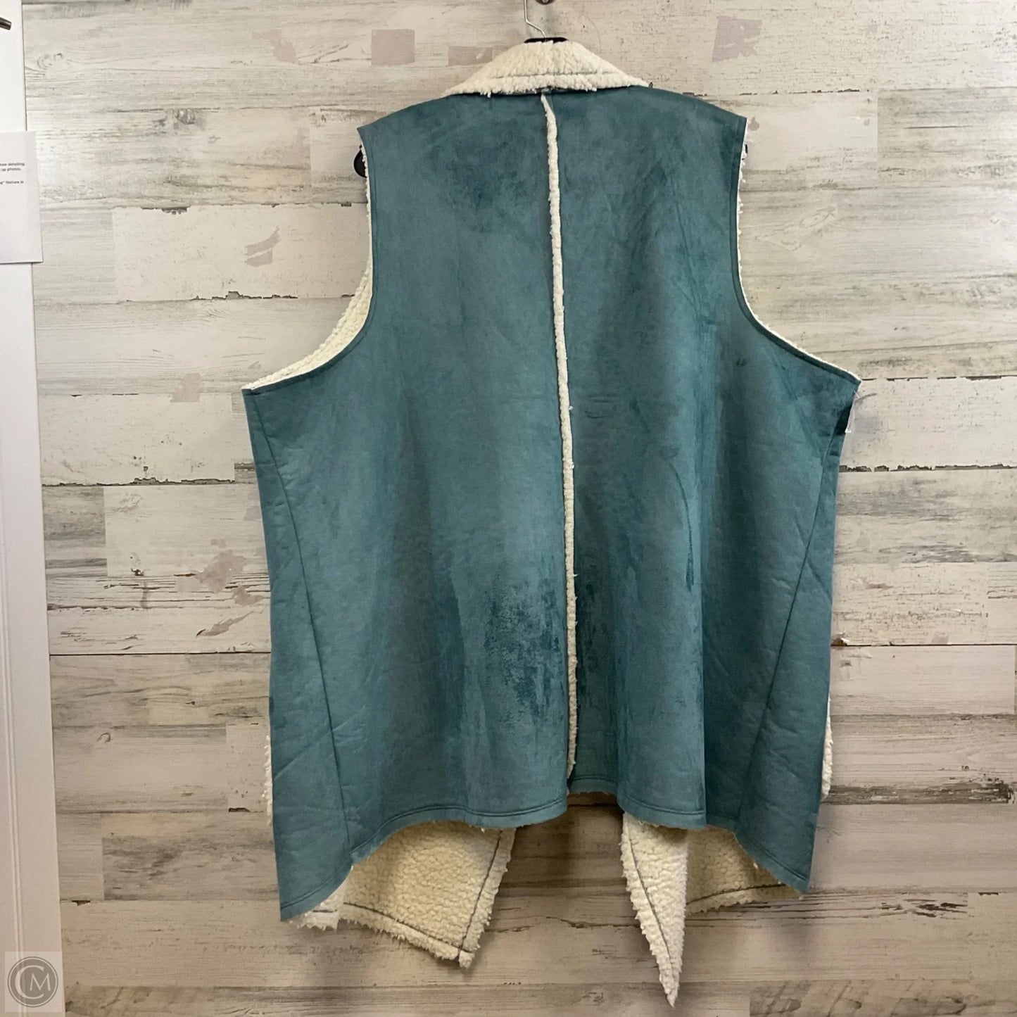 Vest Faux Fur & Sherpa By Denim And Co Qvc In Blue, Size: 3x