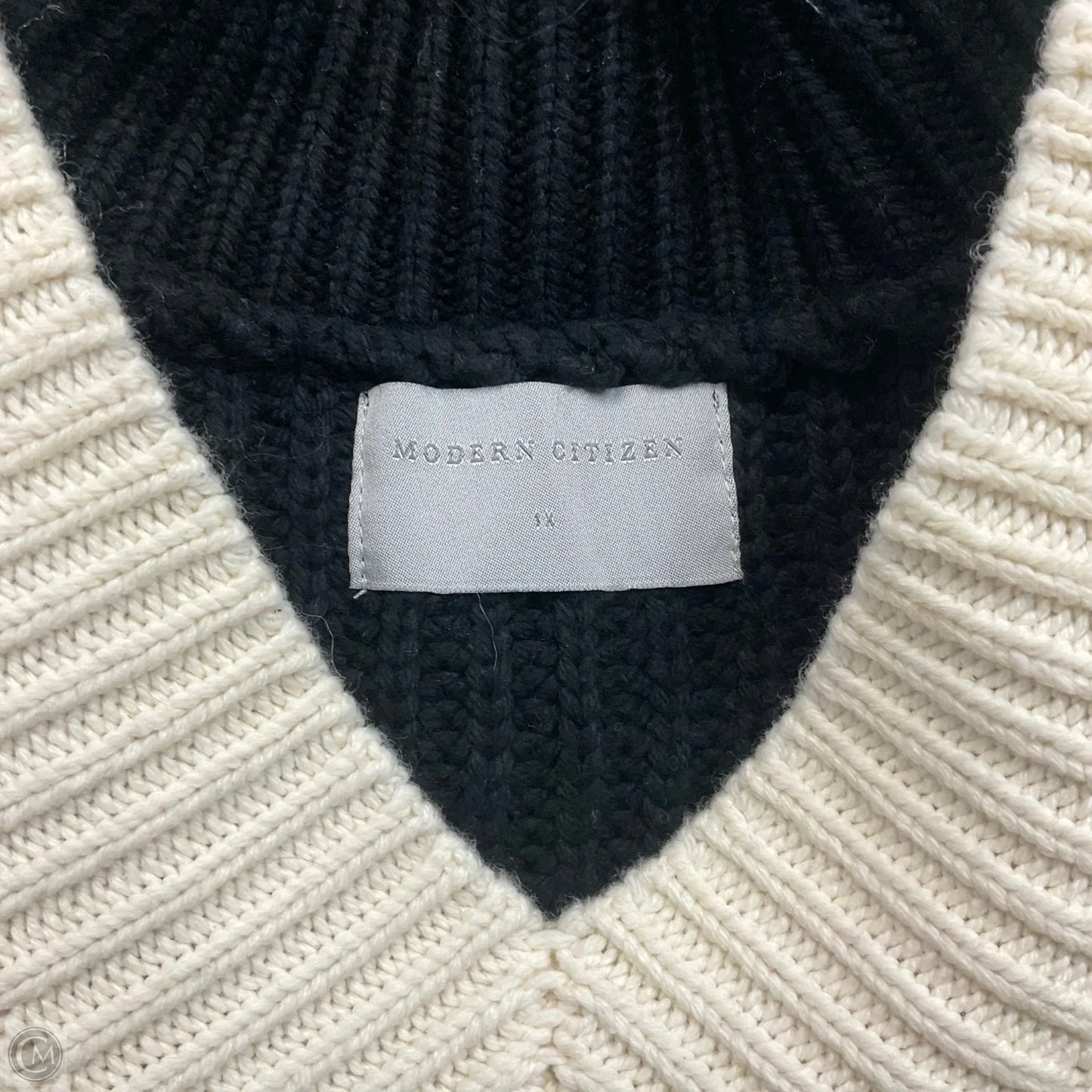 Sweater By Modern Citizen In Black & Cream, Size: 1x