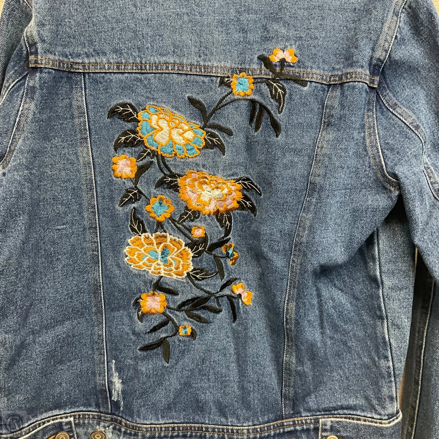 Jacket Denim By LUNIK In Blue Denim, Size: L