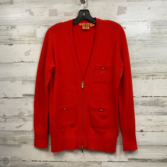 Sweater Cardigan Designer By Tory Burch In Orange, Size: M