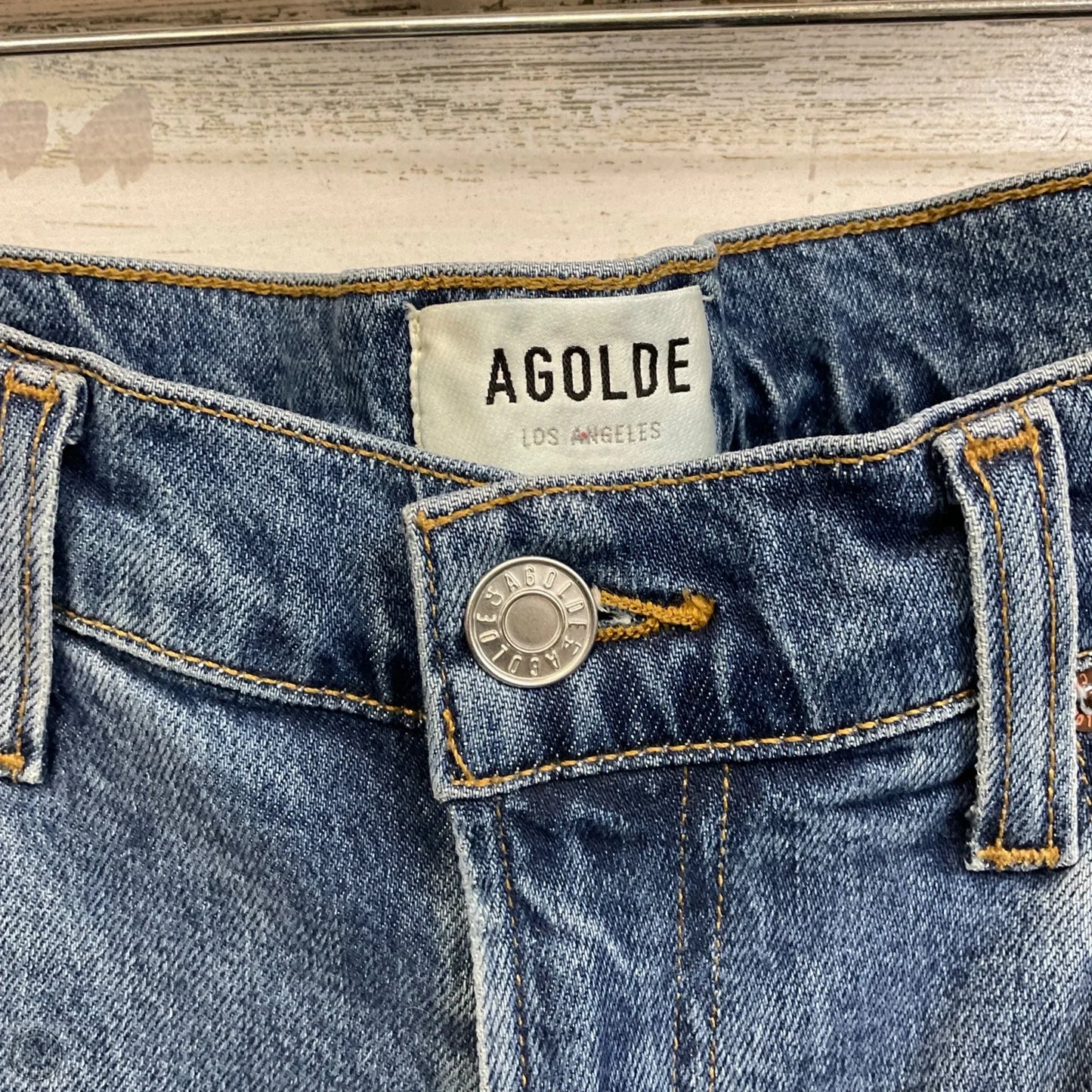 Jeans Straight By Agolde In Blue Denim, Size: 6