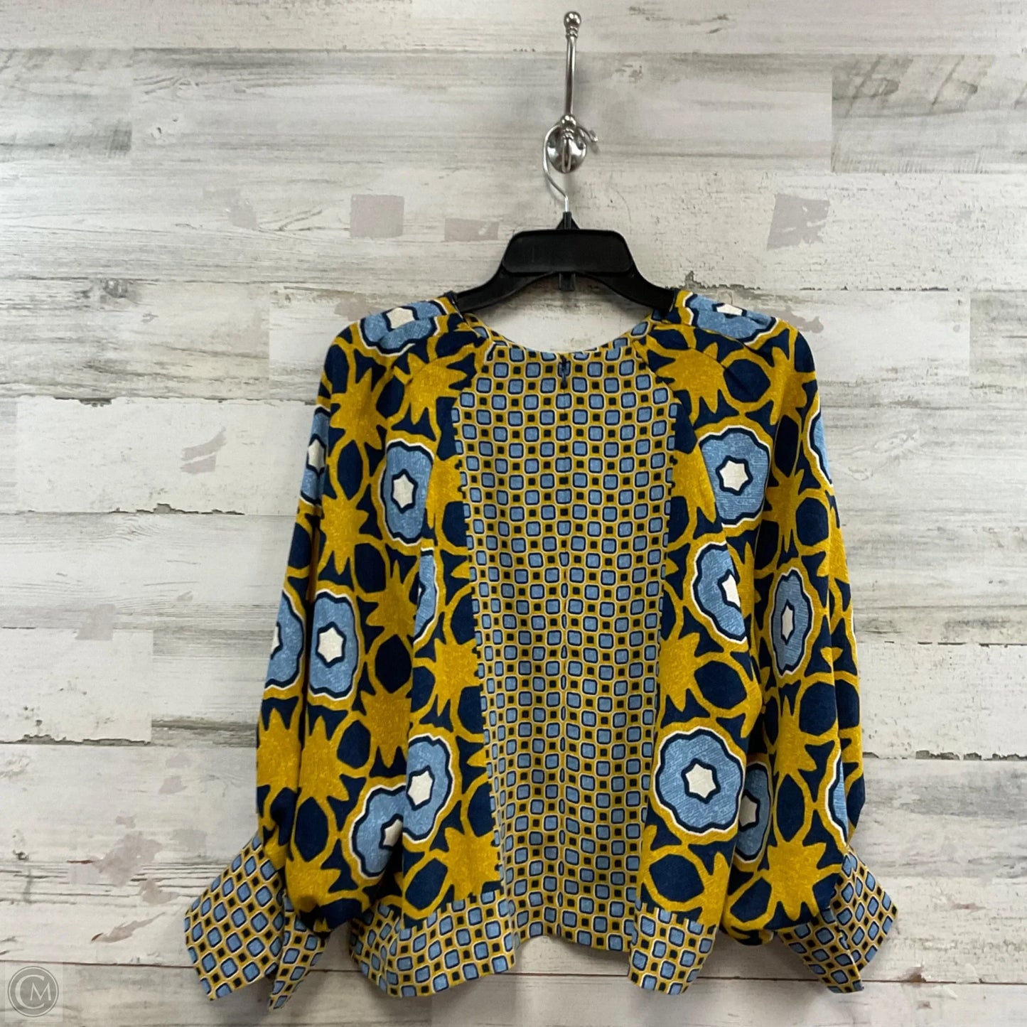 Top Long Sleeve By Chicos In Blue & Yellow, Size: S