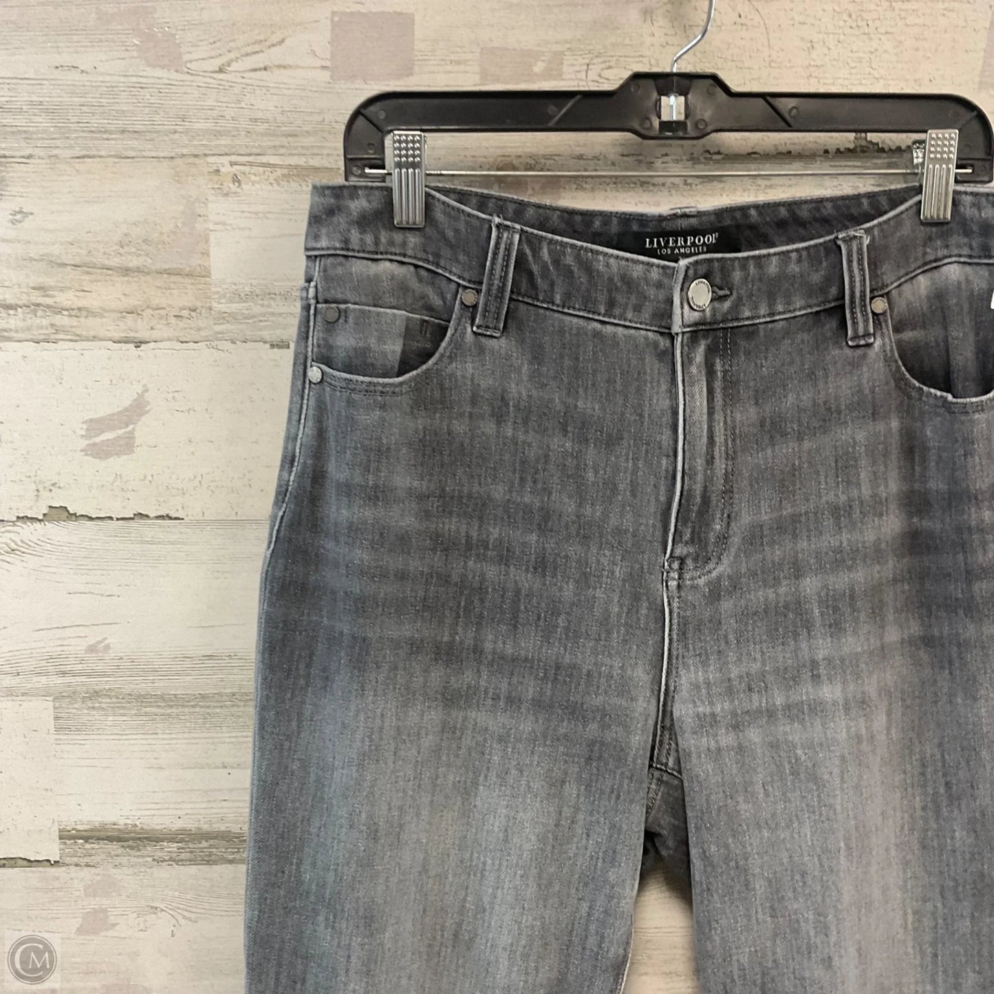 Jeans Wide Leg By Liverpool In Black Denim, Size: 12