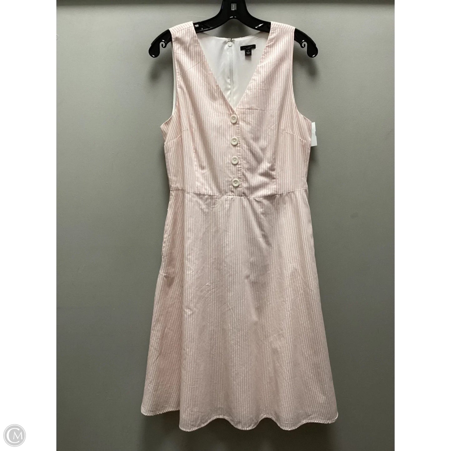 Dress Casual Short By Ann Taylor In Pink & White, Size: M