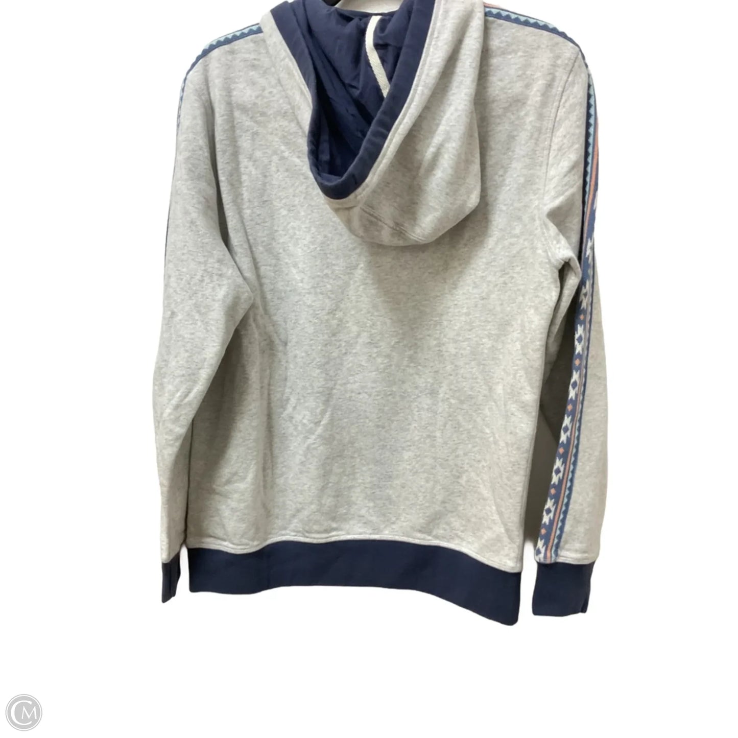 Athletic Sweatshirt Hoodie By Faherty In Blue & Grey, Size: S