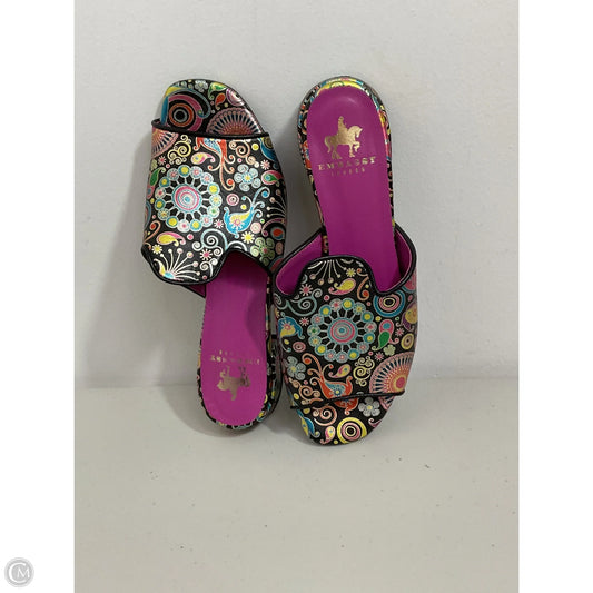 Sandals Heels Block By Clothes Mentor In Multi-colored, Size: 8.5