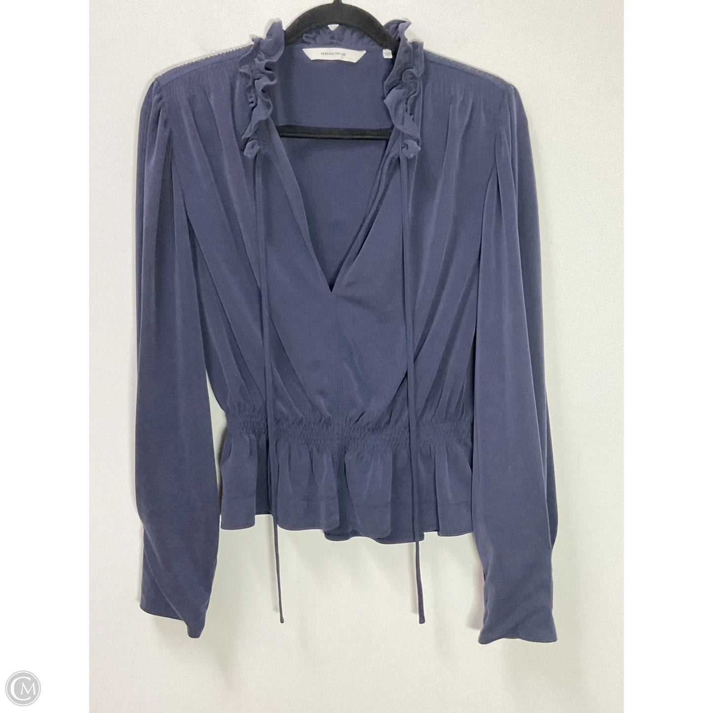Blouse Long Sleeve By Rebecca Taylor In Navy, Size: L