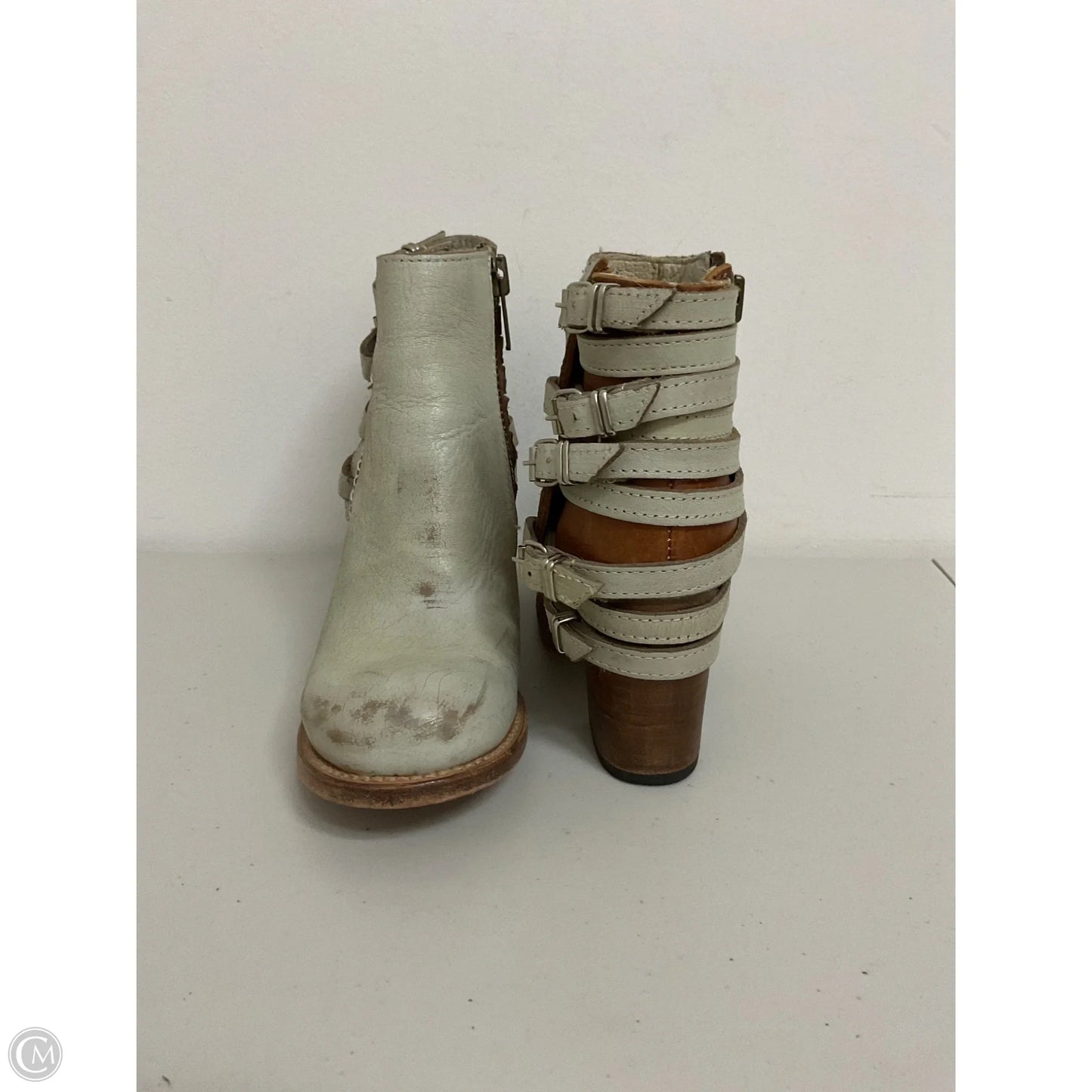 Boots Ankle Heels By Freebird In White, Size: 7