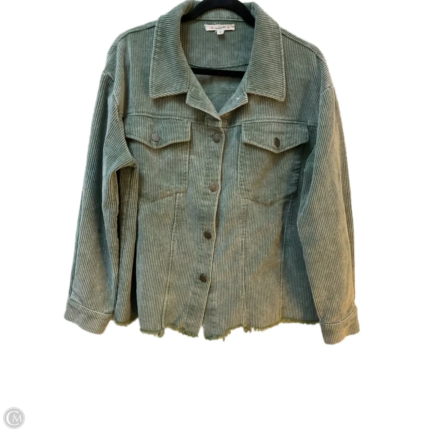 Jacket Shirt By Clothes Mentor In Green, Size: S