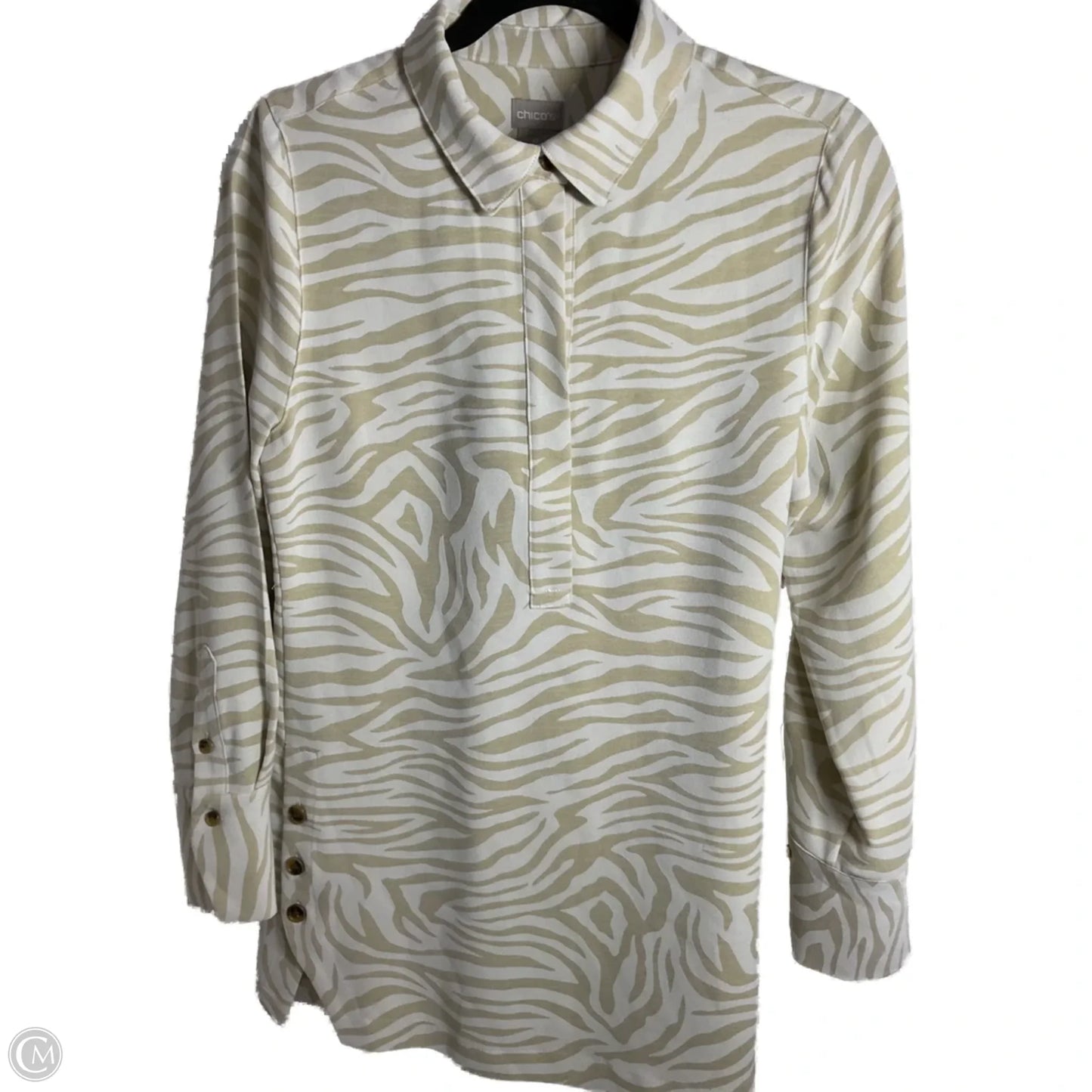 Tunic Long Sleeve By Chicos In Cream, Size: 4