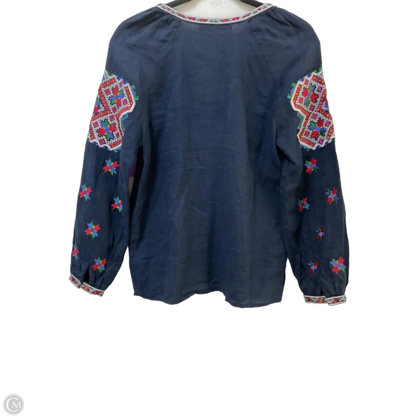 Tunic Long Sleeve By Clothes Mentor In Blue & Red, Size: M