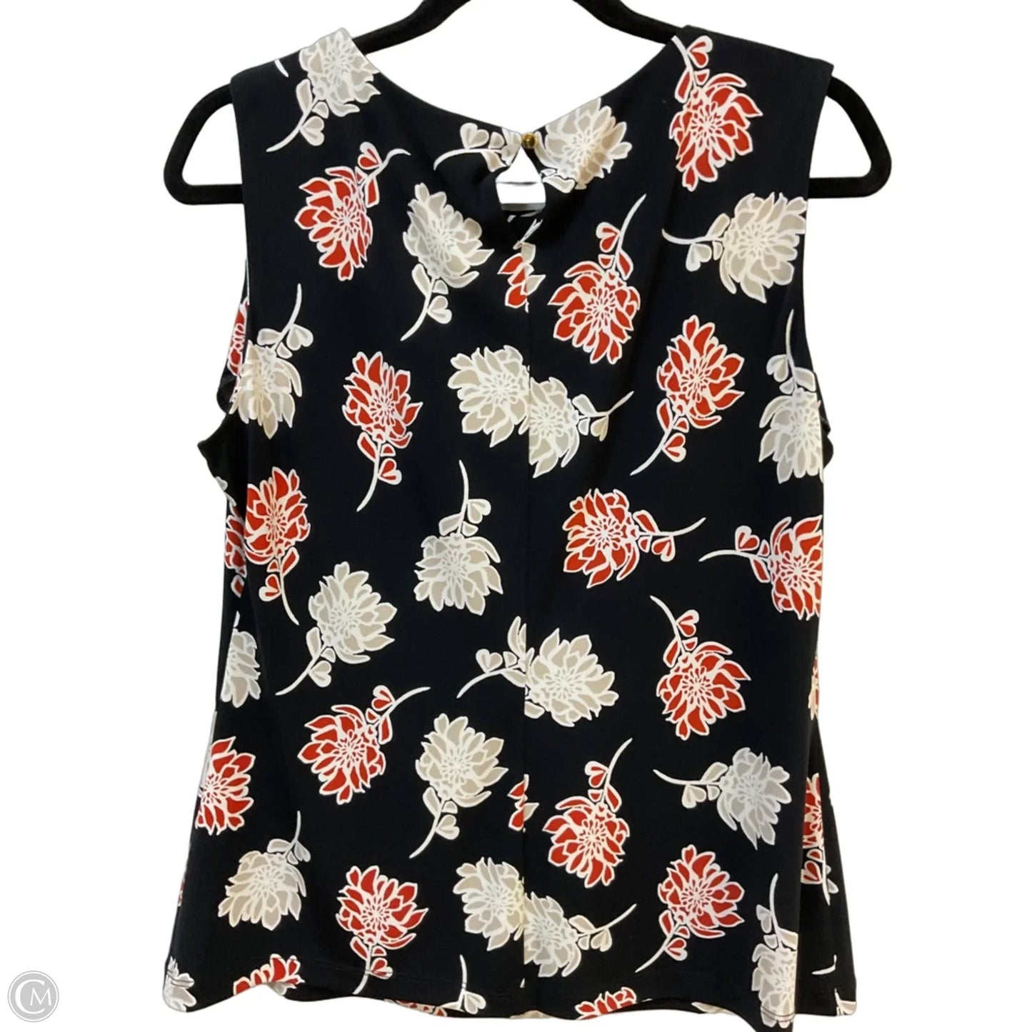 Top Sleeveless By Calvin Klein In Black & Orange, Size: L