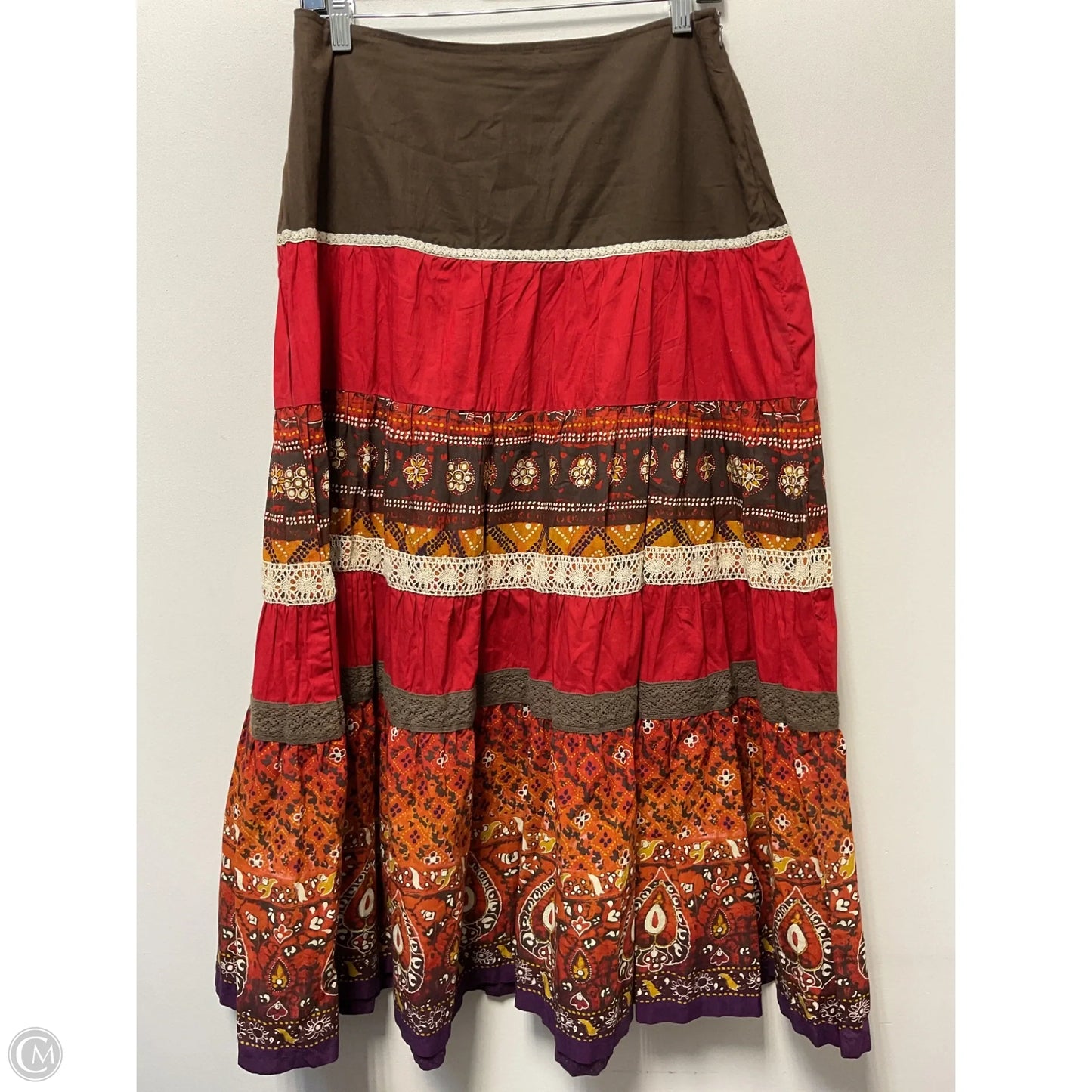Skirt Maxi By Clothes Mentor In Brown & Red, Size: M