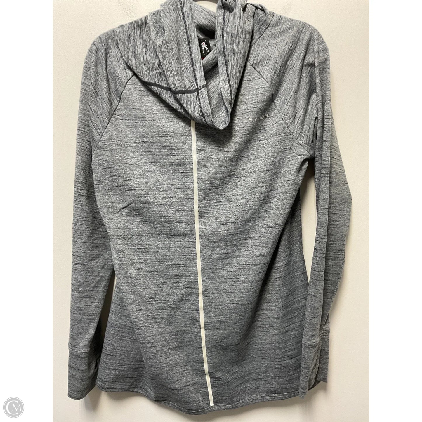 Athletic Top Long Sleeve Hoodie By Spyder In Grey, Size: L